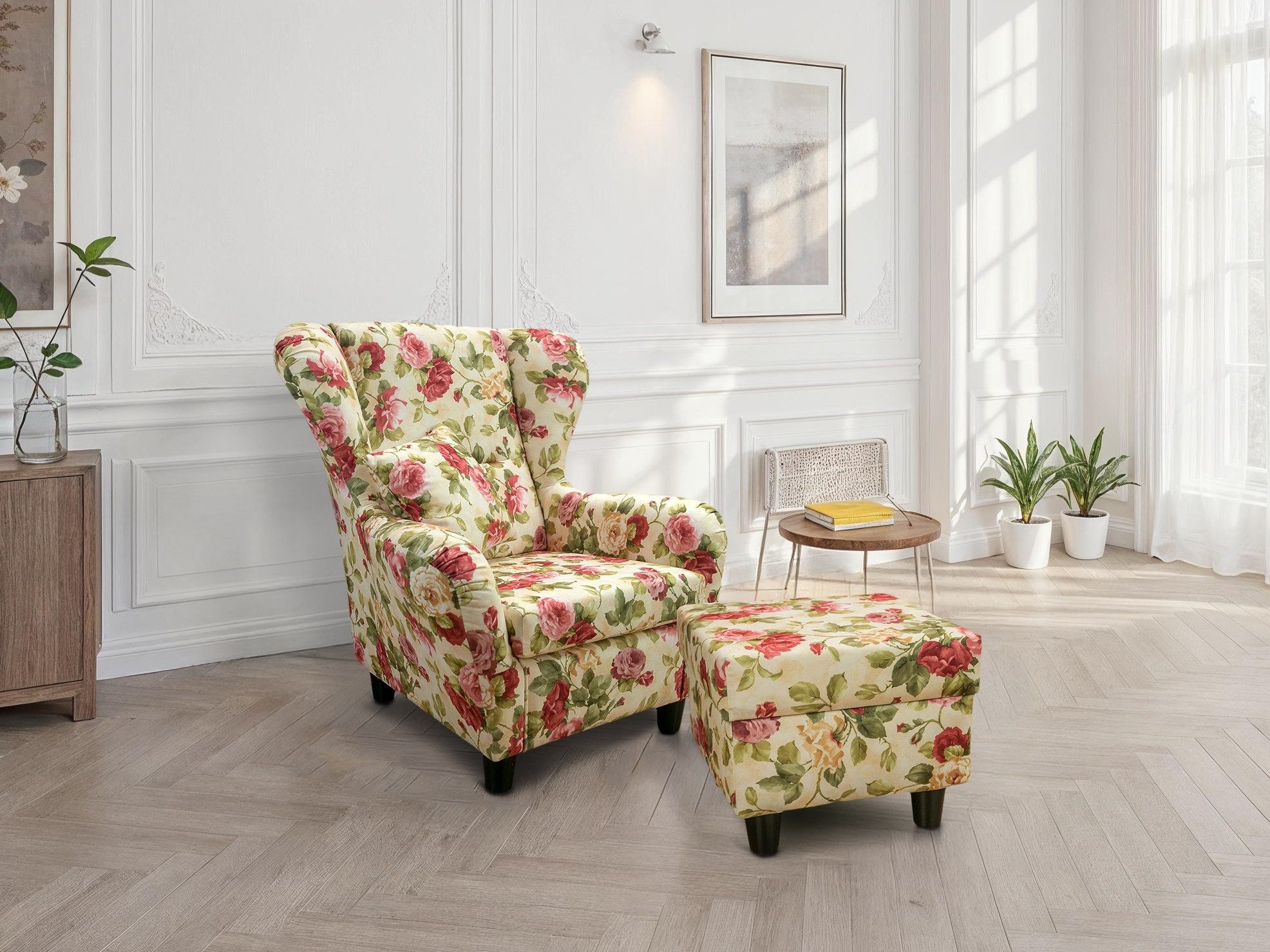 luma-home Ohrensessel 18004-OTTO (mit Hocker und Zierkissen, Wellenunterfed günstig online kaufen