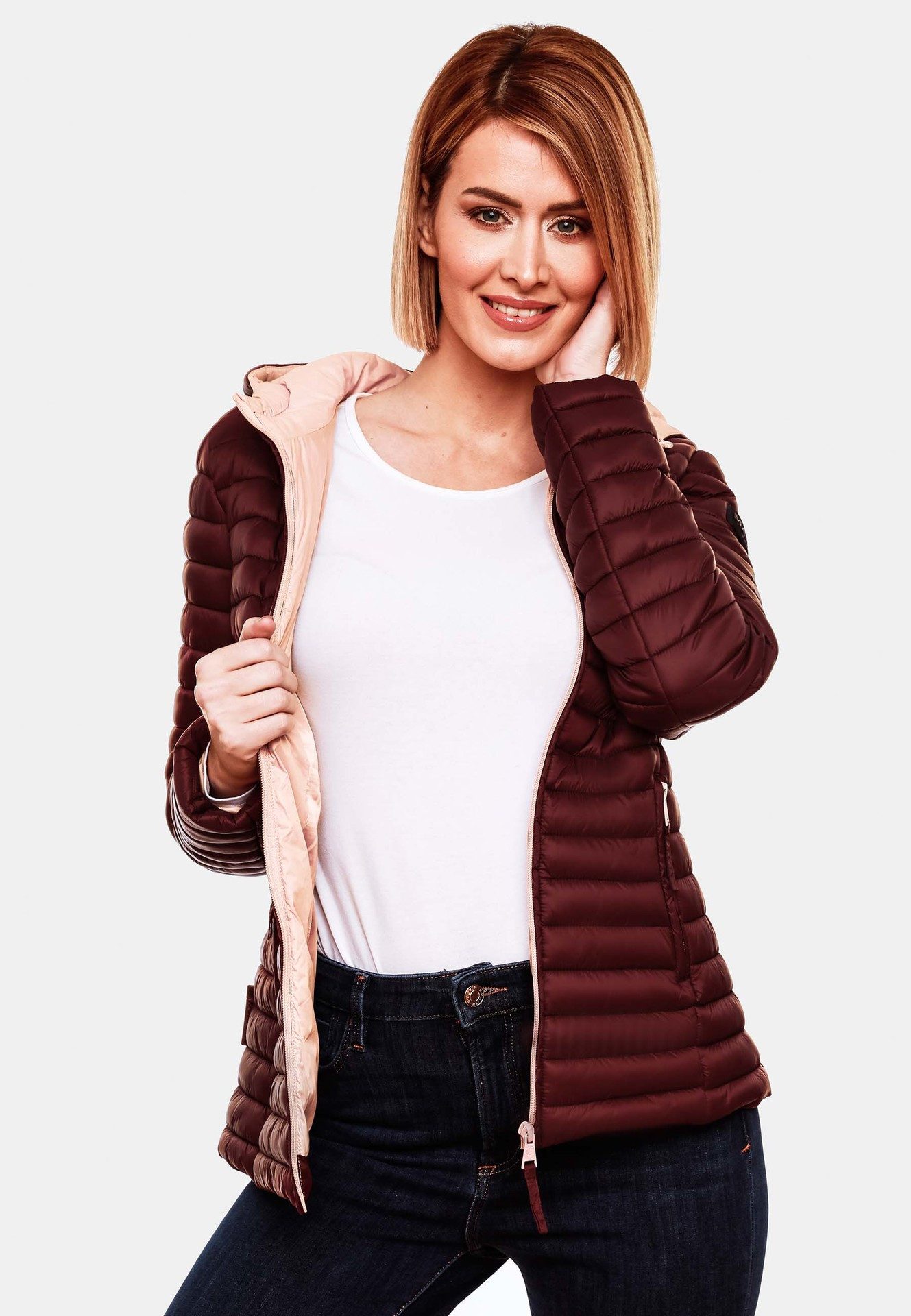 Marikoo Steppjacke Marikoo Asraa Damen Steppjacke B857 Übergangsjacke mit kontrastfarbendem Reißverschluss