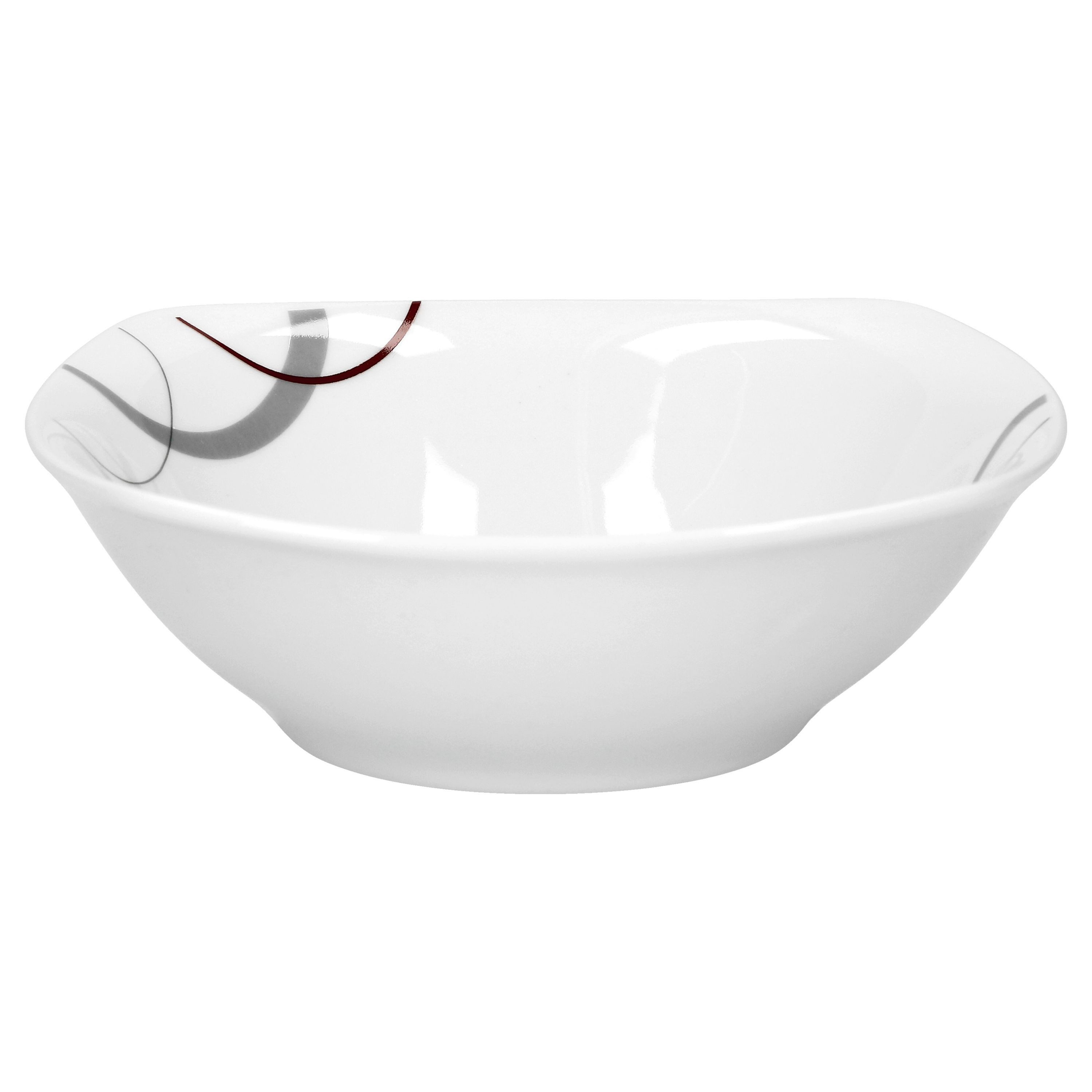 van Well Müslischale 6er Set Müslischale Palazzo 14,2cm - Porzellan Kreise in grau und rot, Porzellan