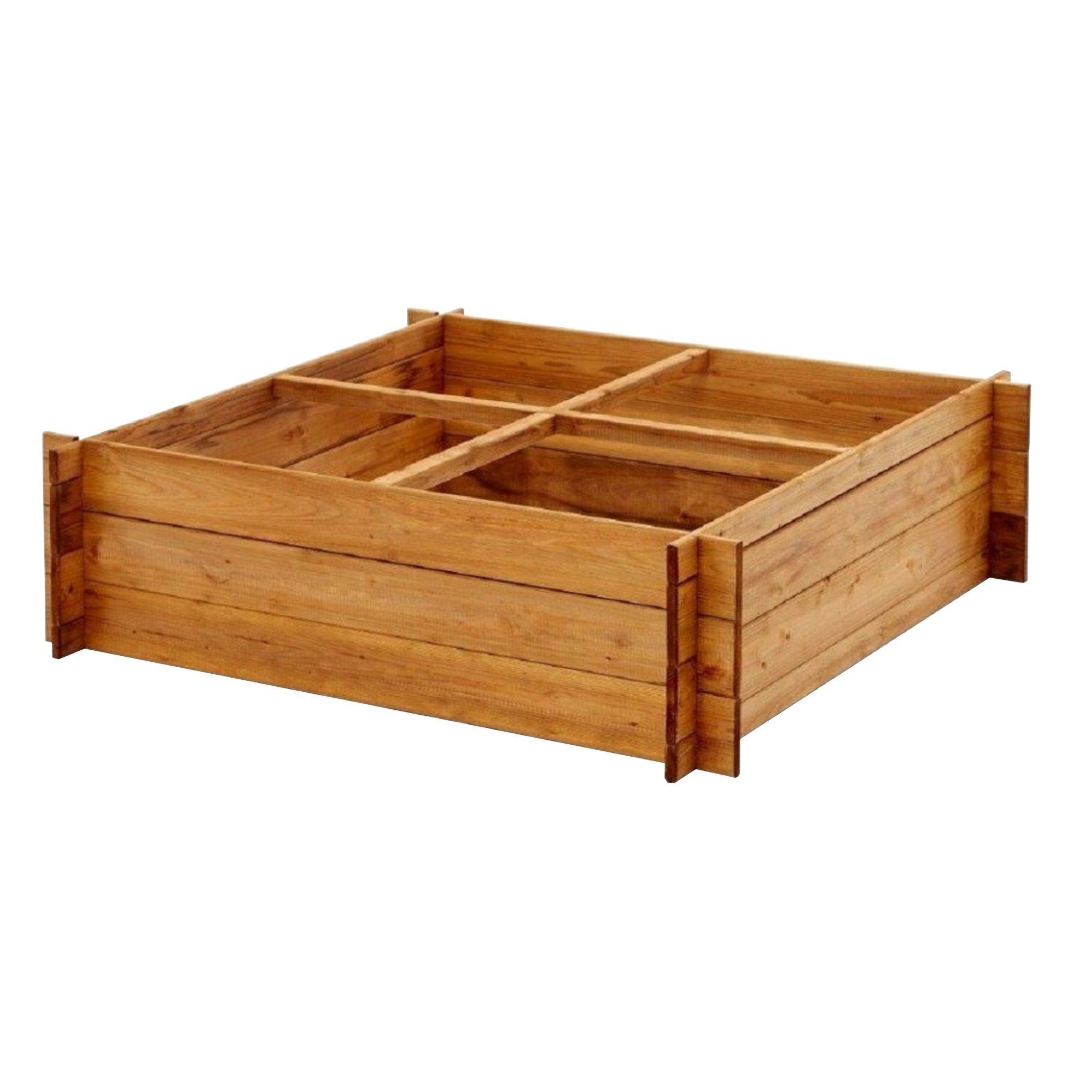 NATIV Hochbeet Pflanzkasten mit vier Pflanzzonen, praktisches Pflanzenkreuz