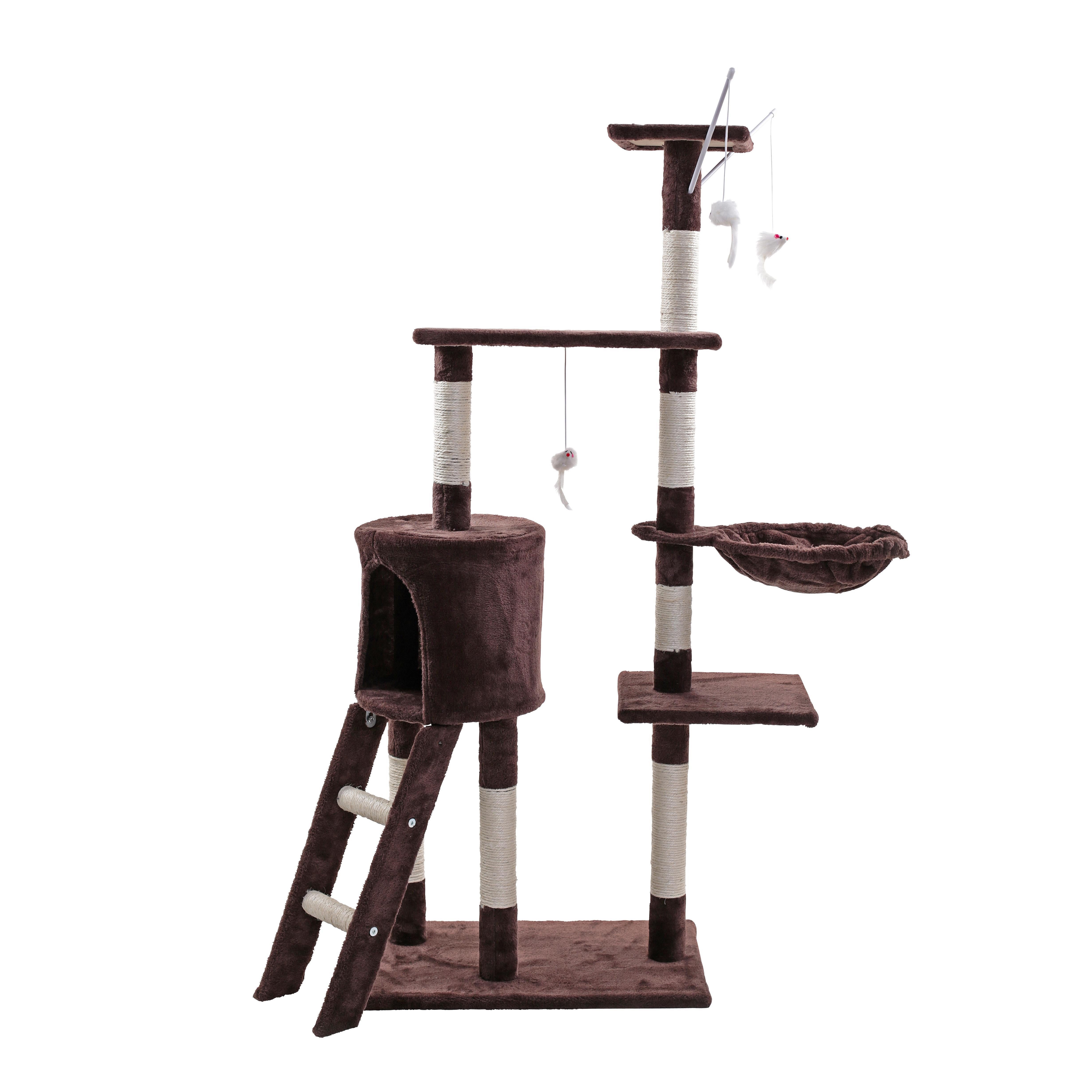 ESTEXO Kratzbaum Katzenbaum Katzenkratzbaum 138 cm XXL Kletterbaum Spielbaum Braun