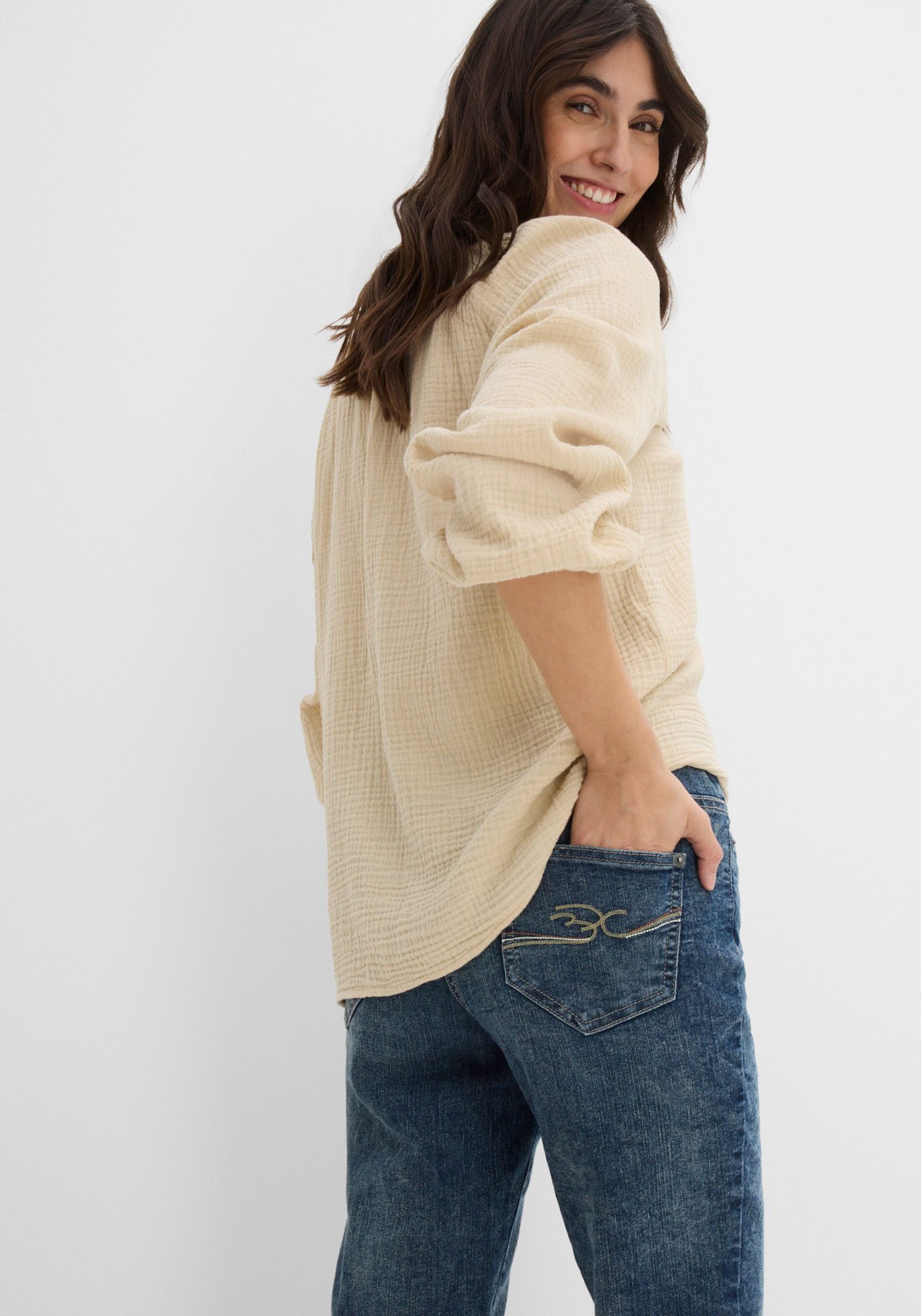bonprix Caprijeans (1-tlg) figurformende Passform, Regular Fit, mit Komfort-Stretch
