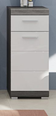 xonox.home Unterschrank Scout (Badezimmer Kommode weiß und grau, B/H ca.: 37/88 cm) mit Schublade, Hochglanz