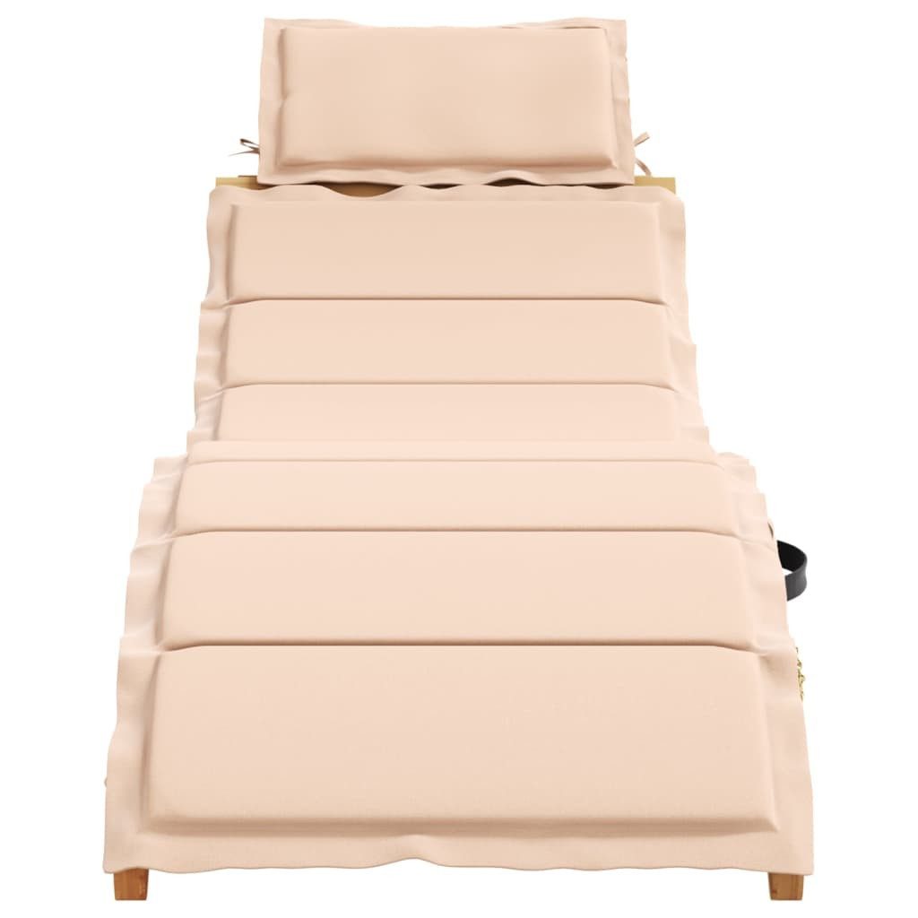 vidaXL Gartenliege, Sonnenliege mit Auflage Beige Massivholz Akazie