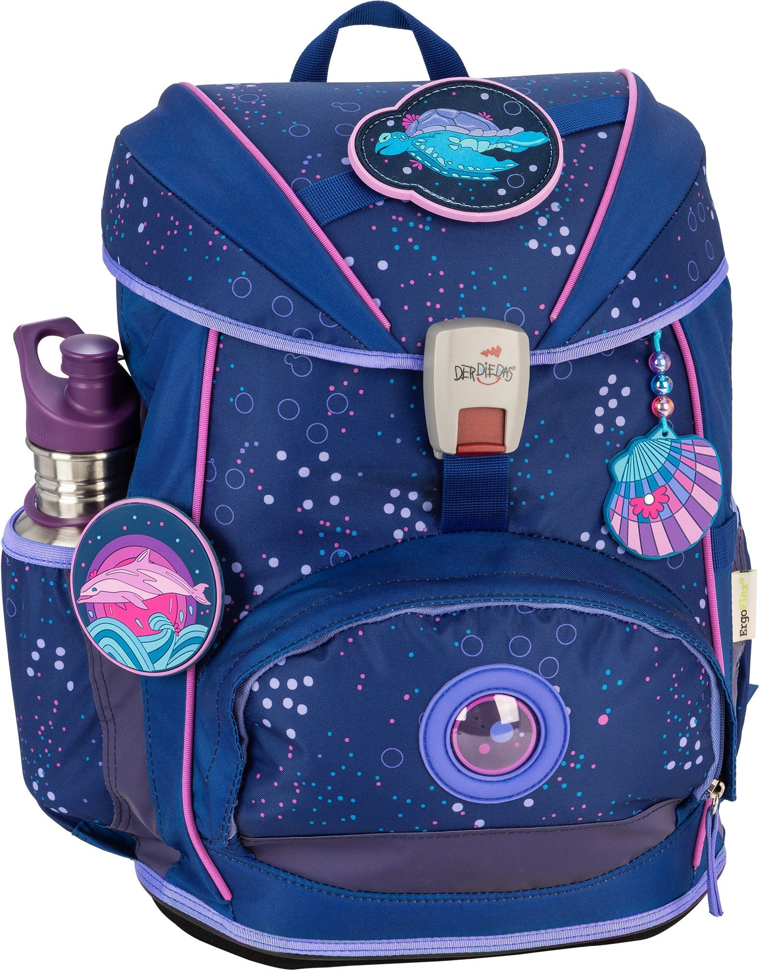 DerDieDas® Schulrucksack ErgoFlex, Deep Ocean (Set, 5-tlg)