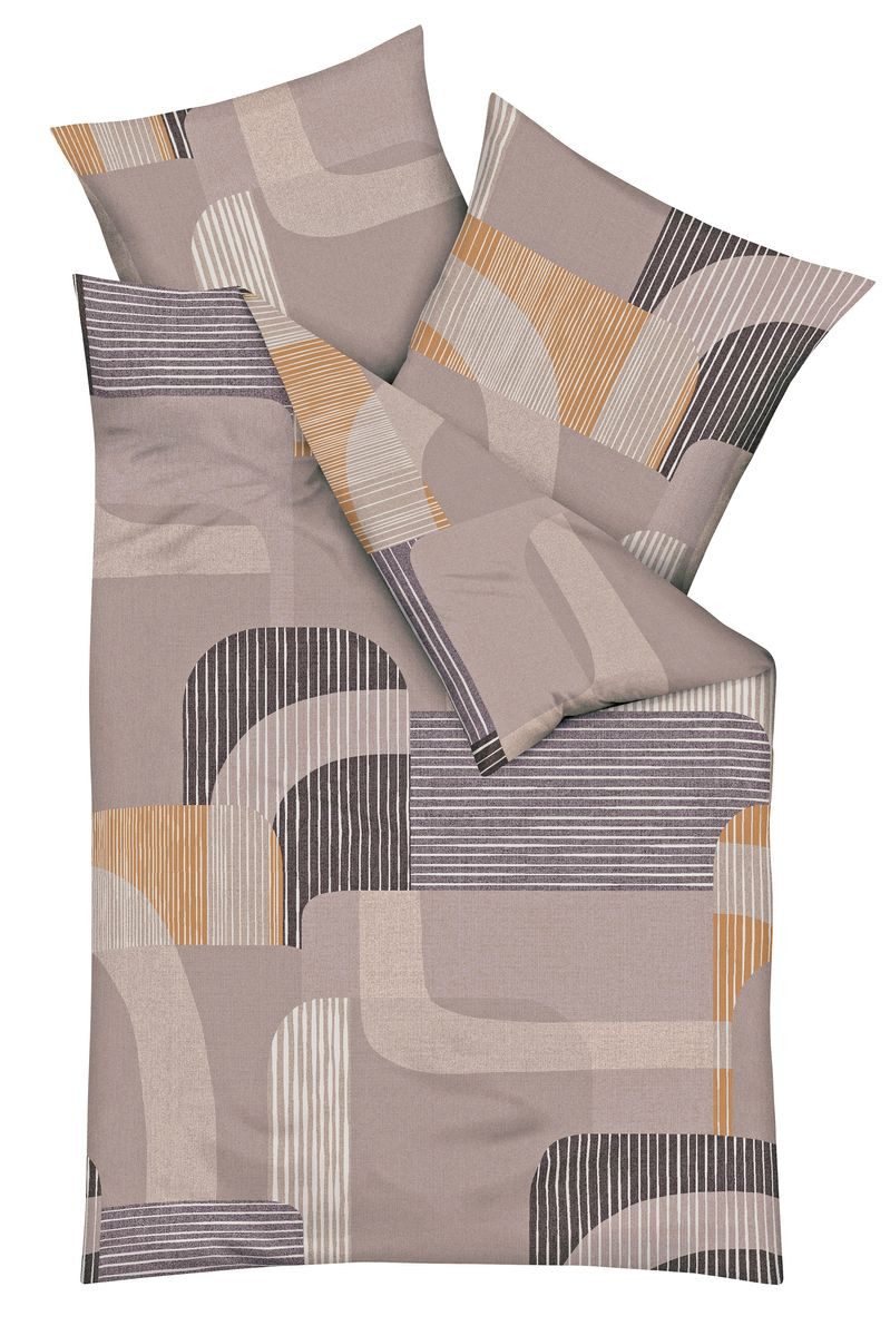 JACK Bettwäsche 135x200cm modernes Design Record Braun Kaeppel, Biber, 2 te günstig online kaufen