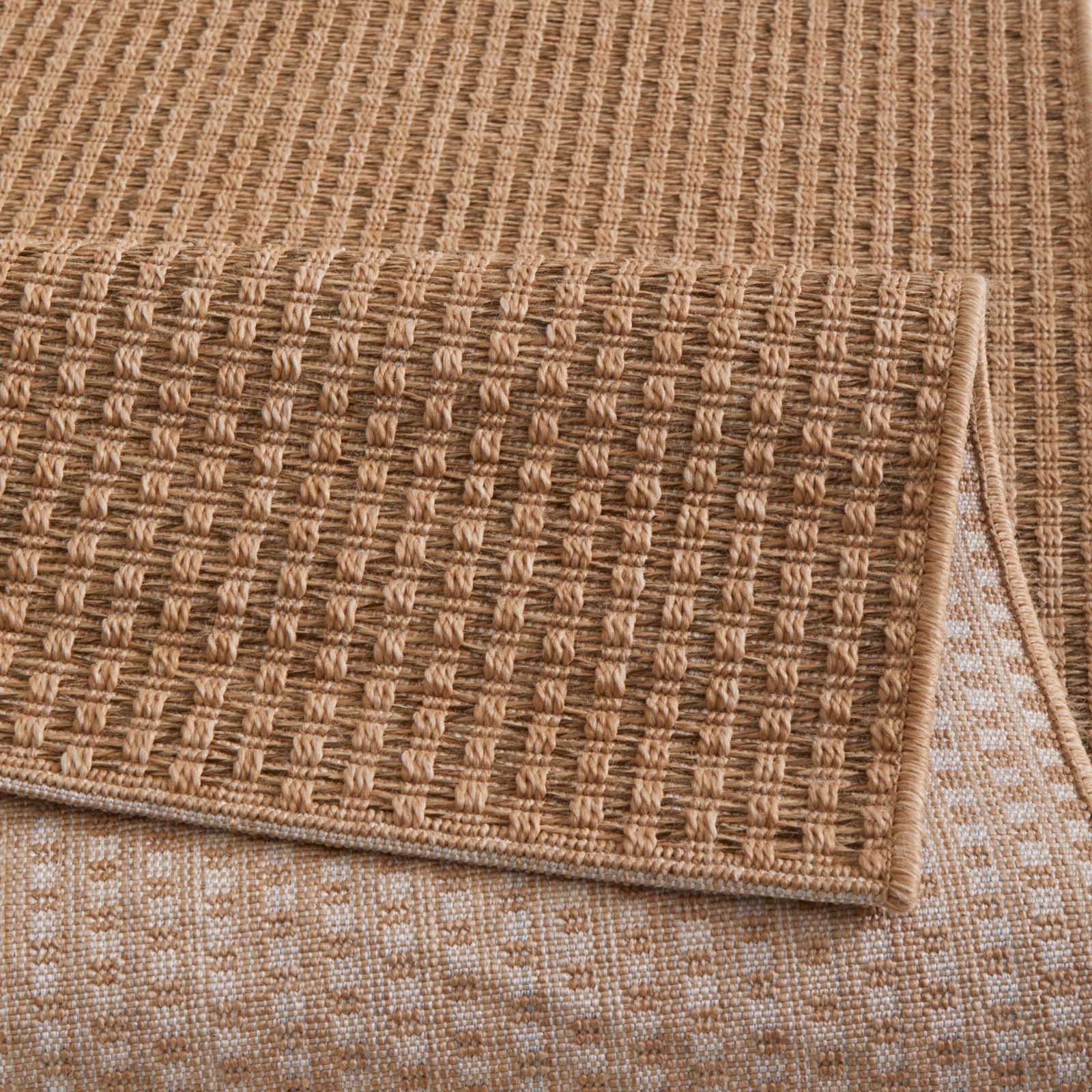 TaraCarpet Outdoorteppich Tara Carpet Sumatra Uni Sisal Jute Look natur, rechteckig, Höhe: 10 mm, Küche Wohnzimmer Terrasse Garten Balkon natur 80x150 – Bild 4 von 5