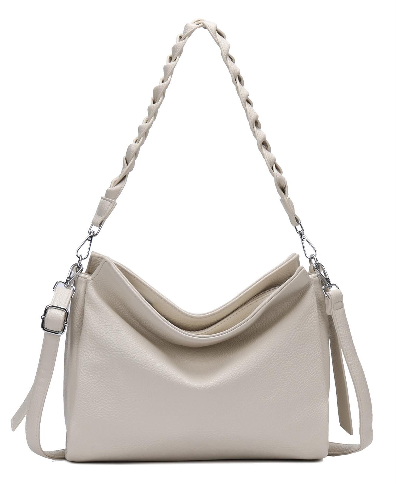 Schultertasche Damen Tasche Shopper FLECHTOPTIK Hobo Bag Umhängetasche Crossover
