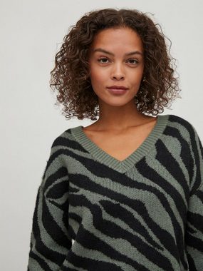 Vila Strickpullover Kuscheliger Strickpullover Jacquard Zebra Animal Muster VIRIL FEAMI 4612 in Grün