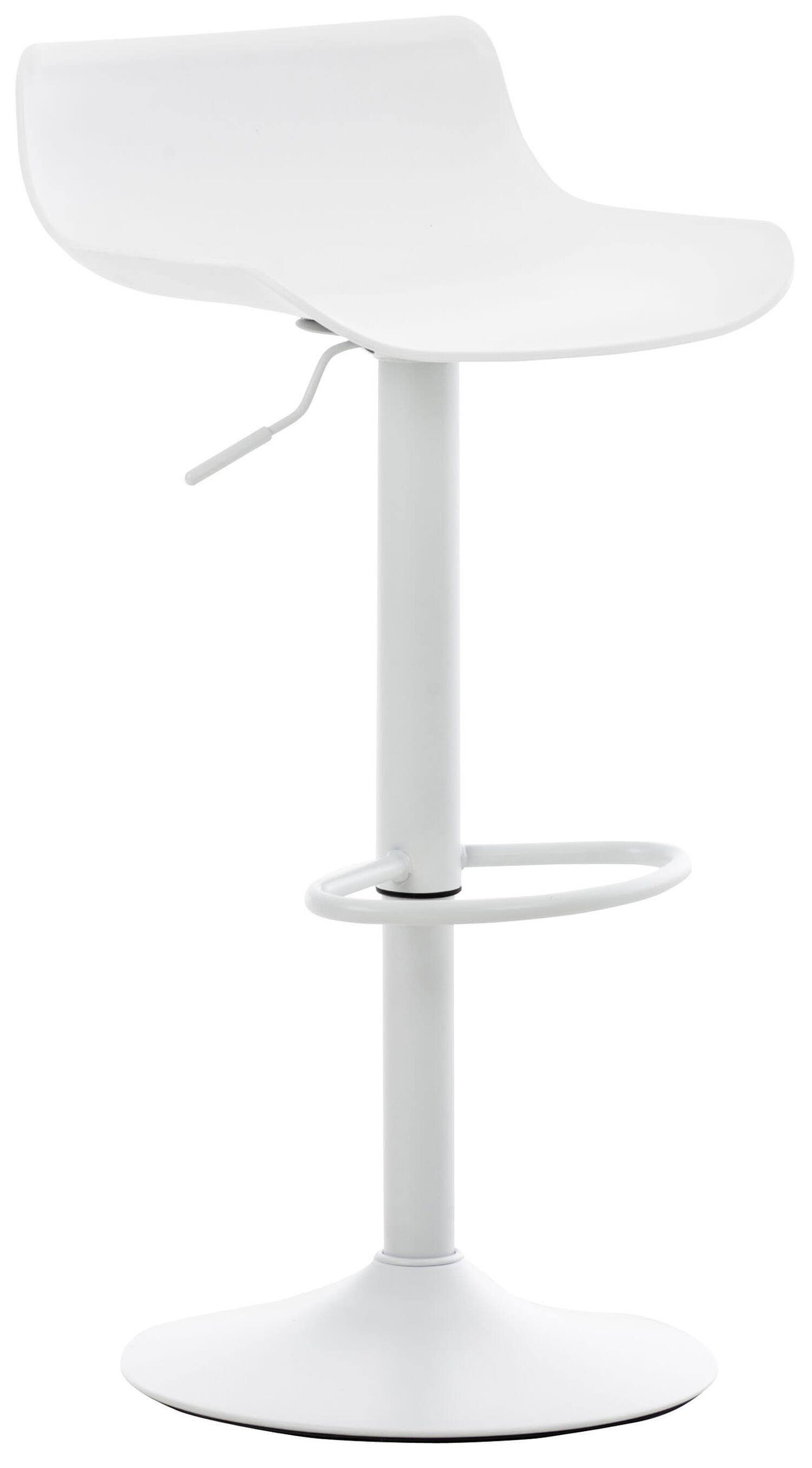 TPFLiving Barhocker Averna mit bequemer Rückenlehne und angenehmer Fußstütze (Barstuhl Hocker für Theke & Küche - höhenverstellbar und drehbar), Gestell Metall weiß - Sitzfläche: Kunststoff Weiß