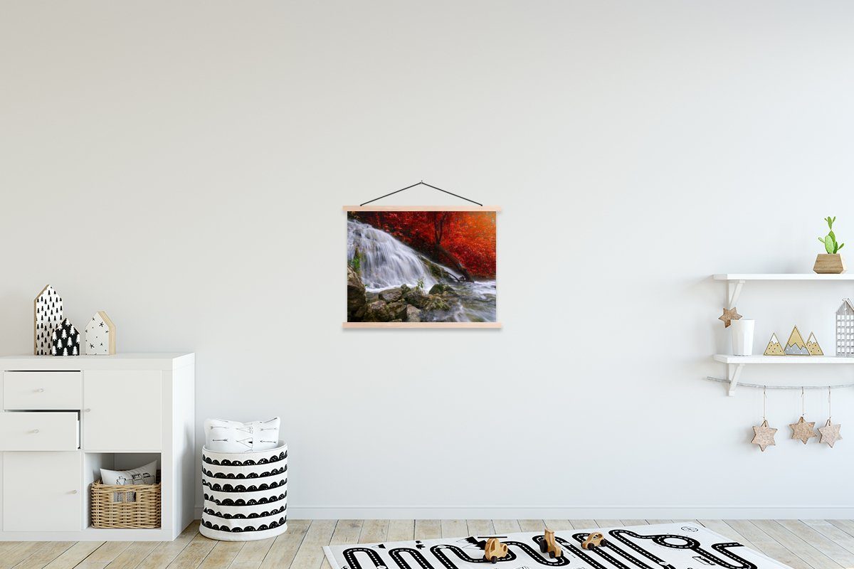 (1 Herbst, St), Felsen Textilposter Wasserfall - Poster - Magnetisch MuchoWow Wasser Bilderleiste, - für Wohnzimmer, Posterleiste,