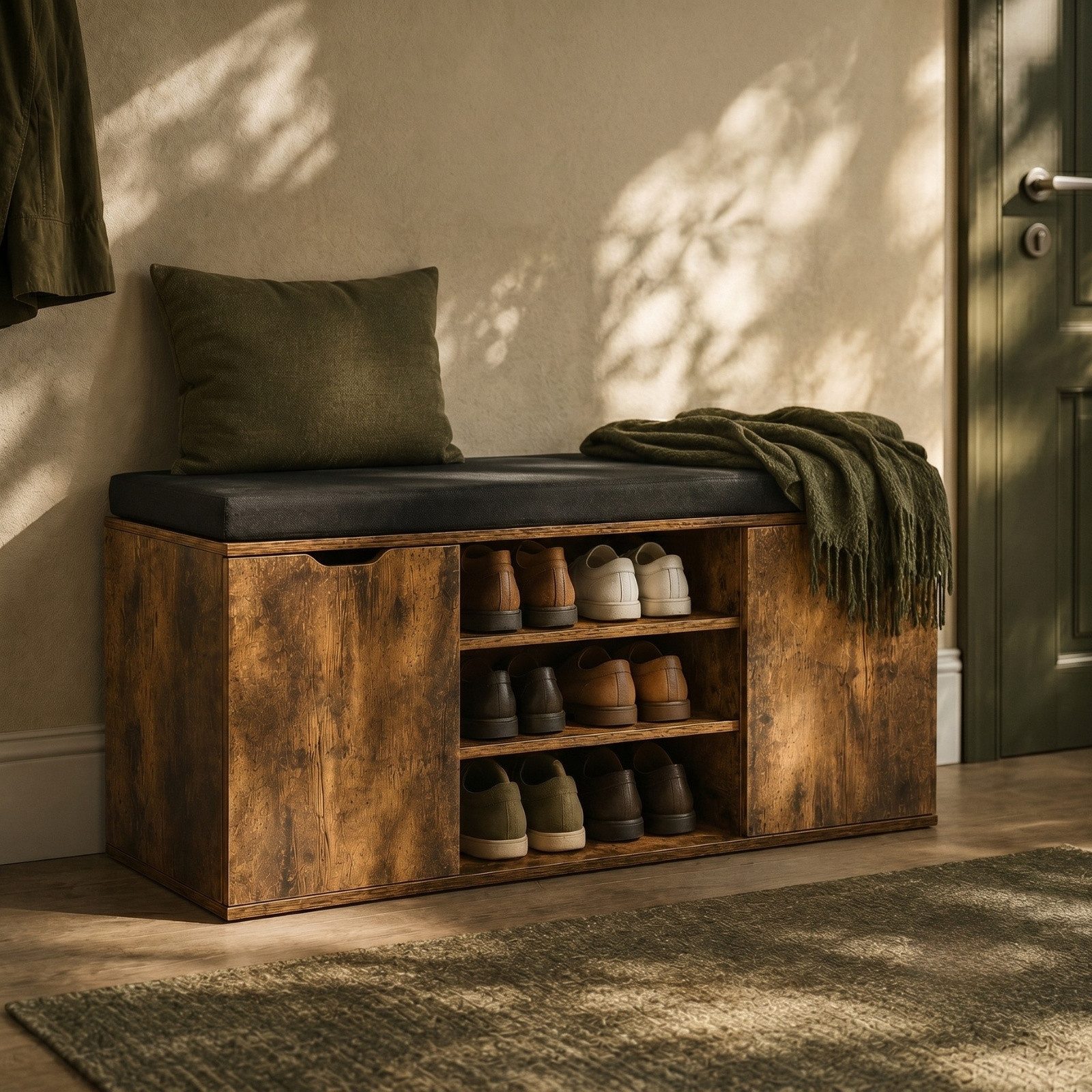 BOXIMO Schuhschrank Schuhschrank mit Sitzfläche PORTA, 103 x 30 x 46 cm