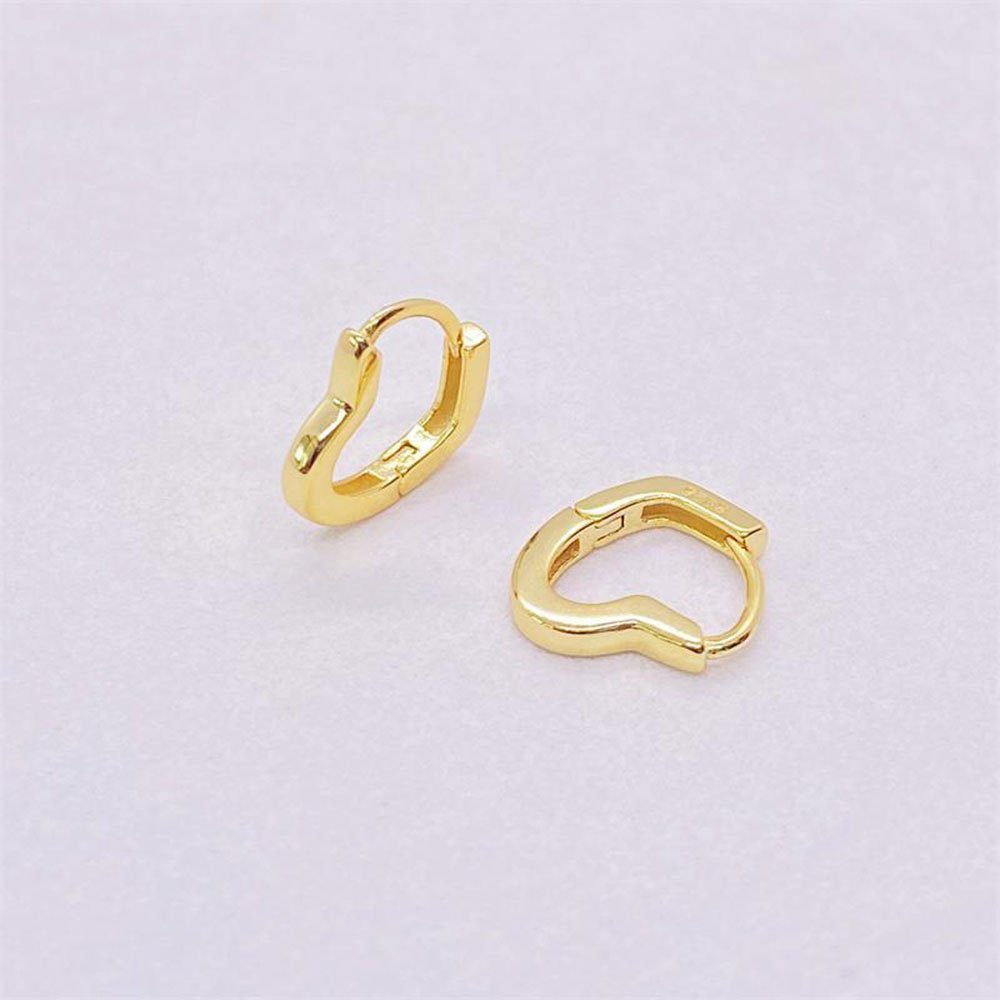 POCHUMIDUU Paar Ohrhänger Gold Einfache Ohrringe, Frauen aus Sterlingsilber Mode Mode 925er Herz Silberschmuck für