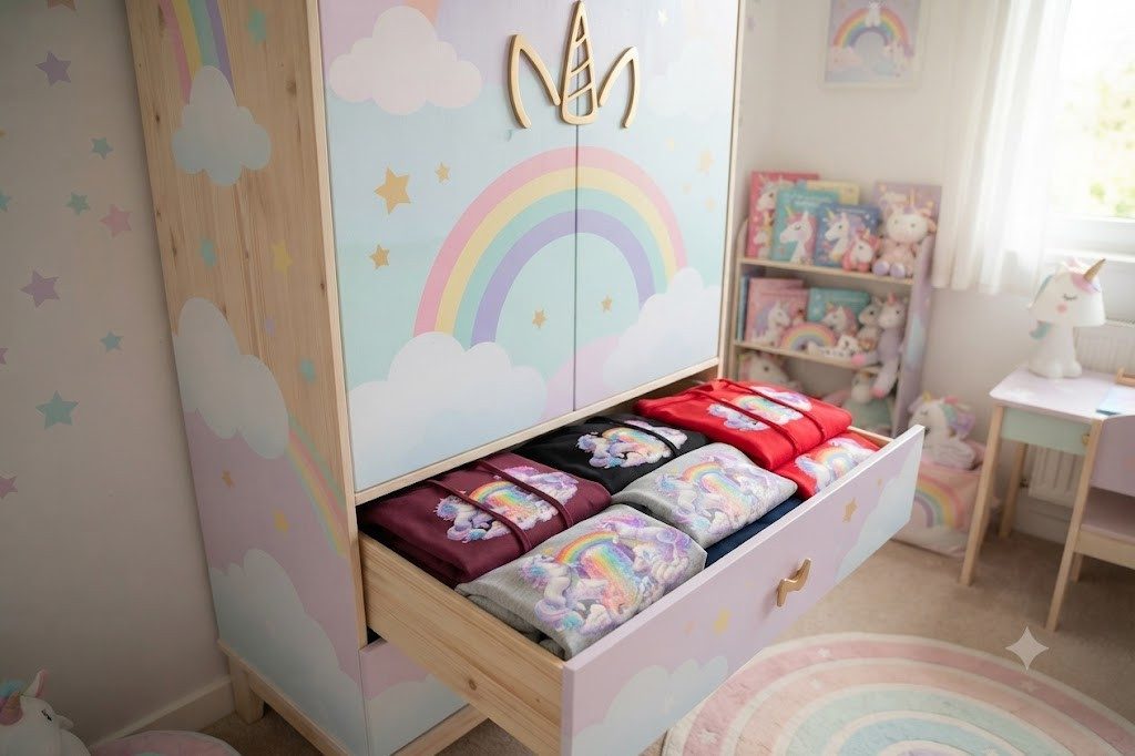 Blondie & Brownie Hoodie Damen Hoodie Einhorn Unicorn Regenbogen Rainbow Print Freizeit Style (Einzelstück, Einzelartikel) Unicorn Rainbow Damen Hoodie Zauberbogen Edition