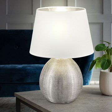 etc-shop LED Tischleuchte, Leuchtmittel inklusive, Warmweiß, Farbwechsel, Tisch Leuchte silber Fernbedienung Wohn Zimmer Lese Lampe