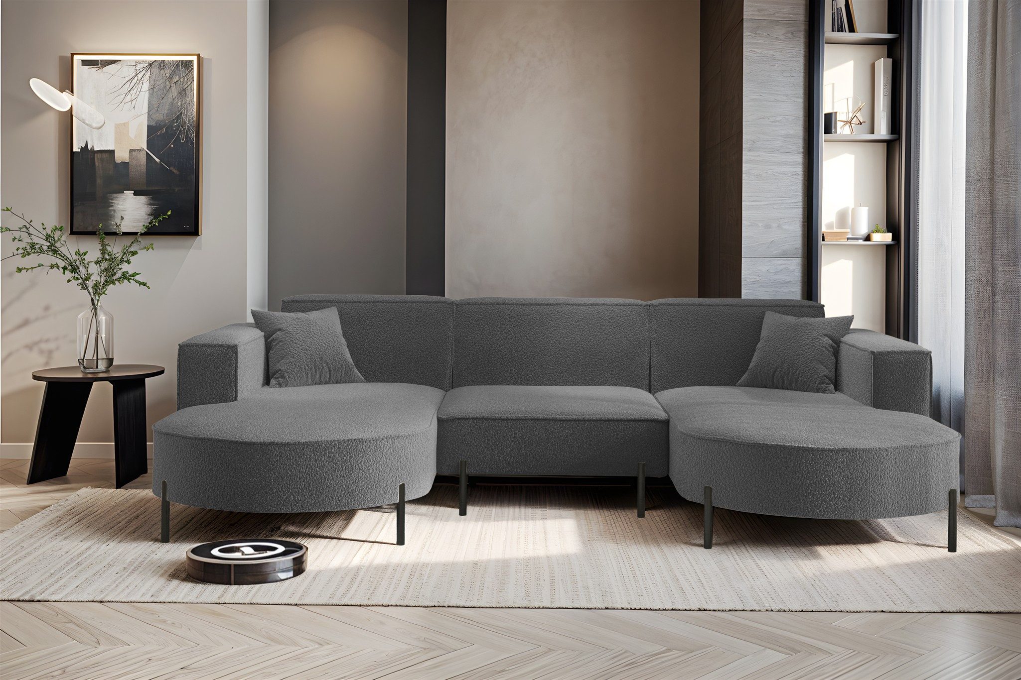 Wohnlandschaft Sofa U-Form VALENCIA in Stoff