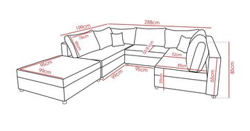 Fun Möbel Wohnlandschaft Sofa ANDRO mit Schlaffunktion - SPEED, inkl. Bettkasten, inkl. Hocker