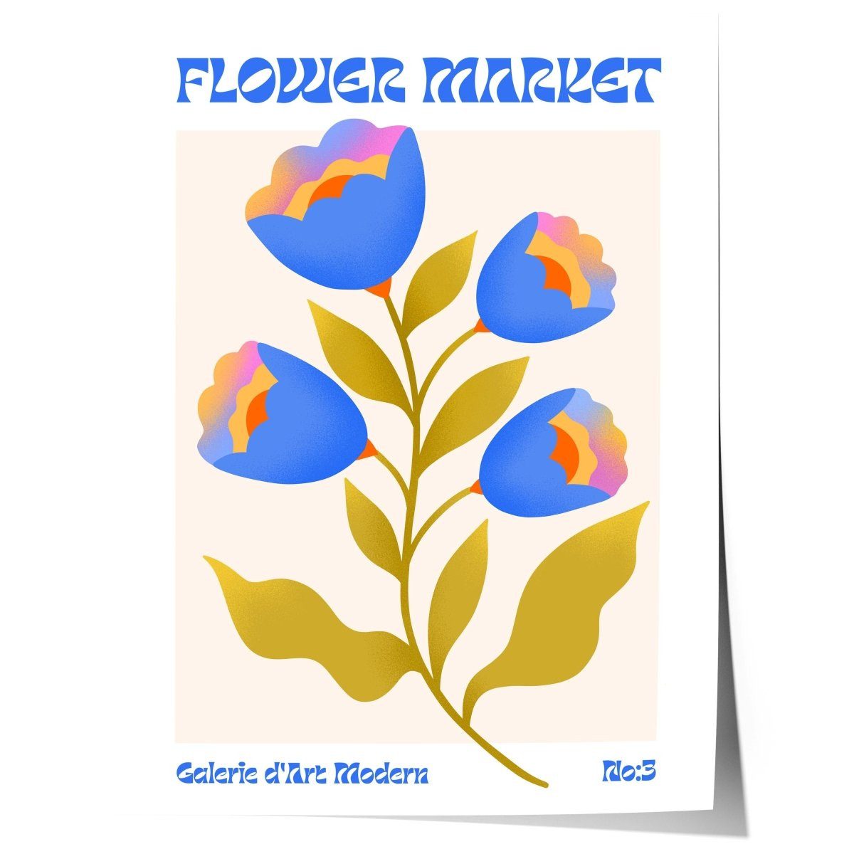 JUSTGOODMOOD Poster Blumen Retro Geschenkidee Flower Market Mid Century Moderne llustratio, (1 St)