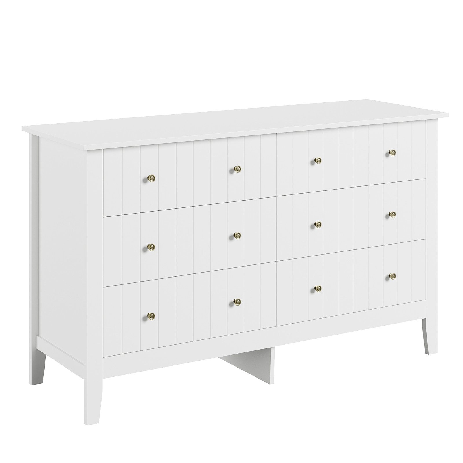 Homfa Kommode Sideboard, Kommodenschrank mit 6 Schubladen, weiß, 133x45x79,5 cm