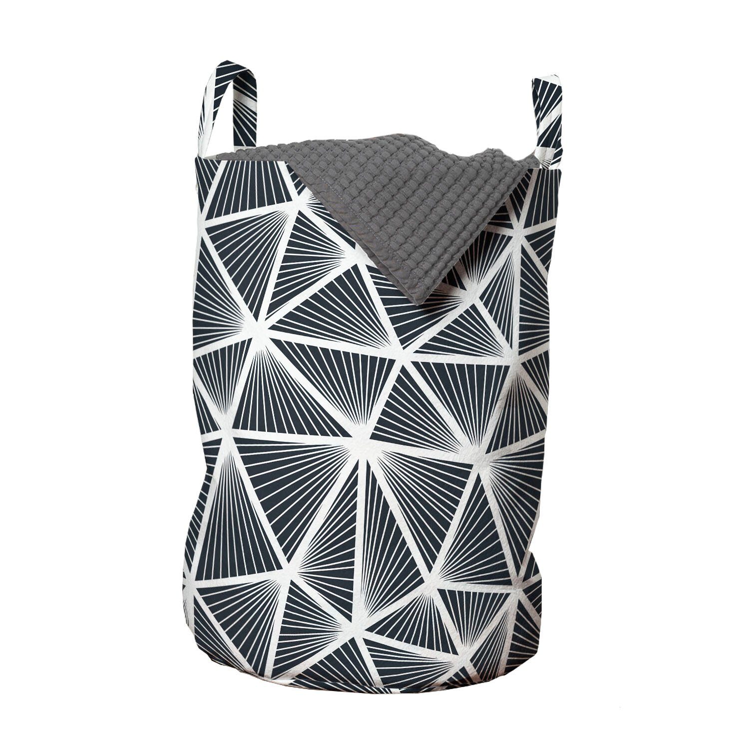 Abakuhaus Wäschesäckchen Wäschekorb mit Griffen Kordelzugverschluss für Waschsalons, Geometrisch Dreieckige Formen Linien