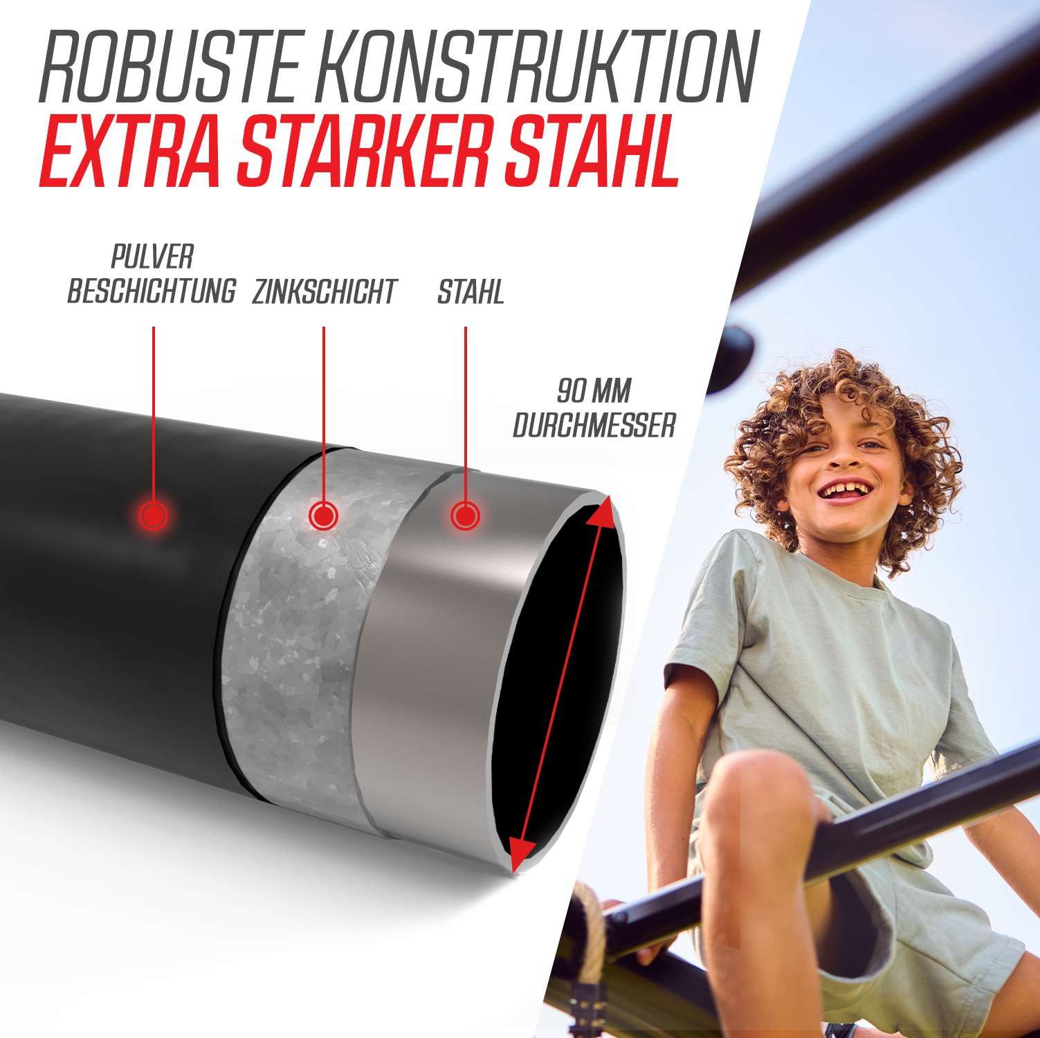 Berg Klettergerüst PlayBase Extra Large Rahmen Klettergerüst Schaukelgestell, mit Reckstange, Leiter & Monkey Bar Active Set
