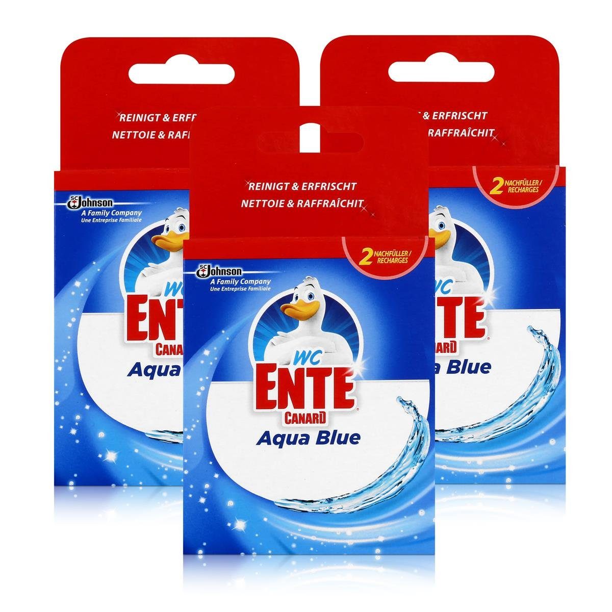 WC Pack) Einhänger Ente Aqua Ente (3er Blue Nachfüller für WC WC-Stein WC-Reiniger 2x40g