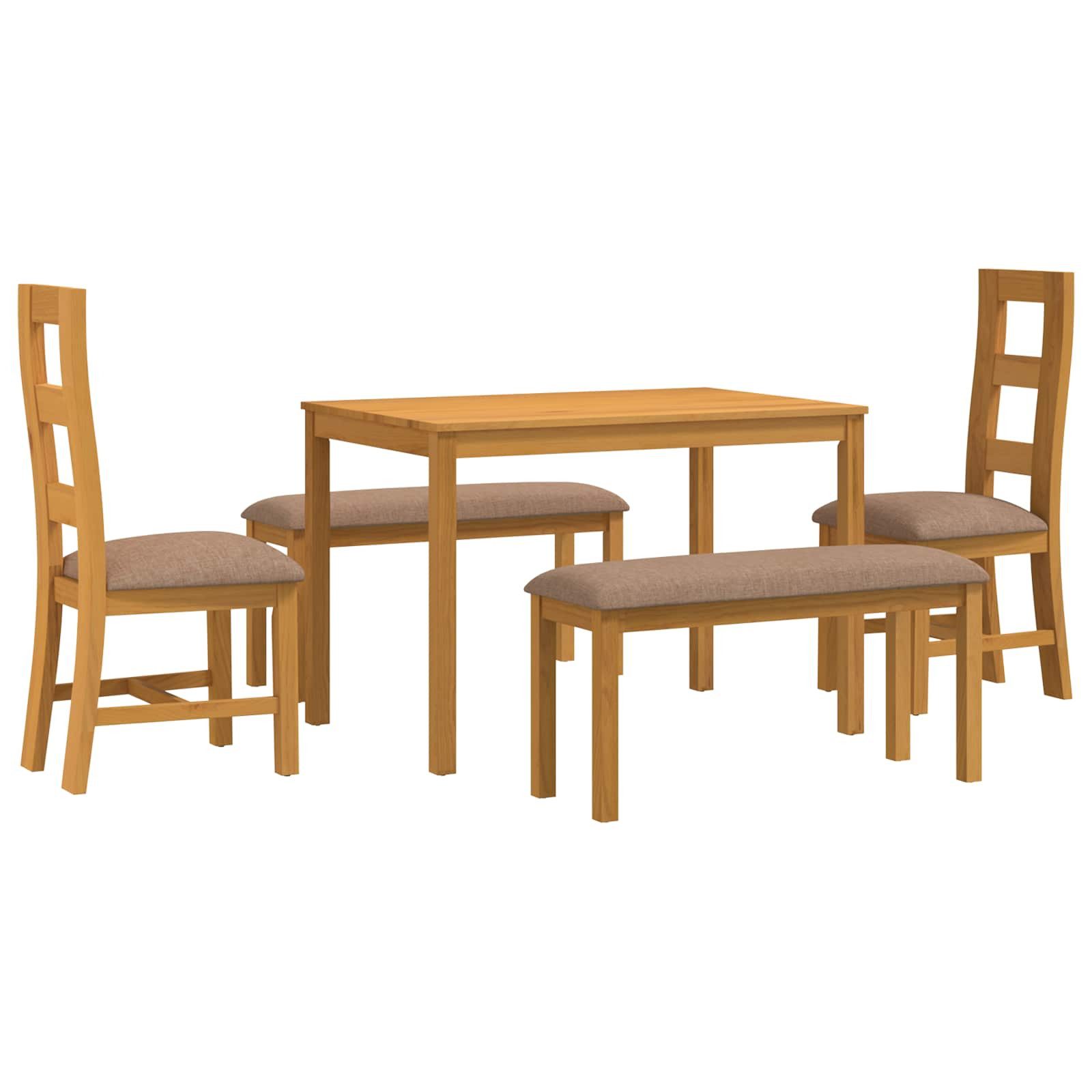 vidaXL Gartenlounge-Set Essgruppe 5 stk. Grau Massivholz Eiche, (5-tlg)
