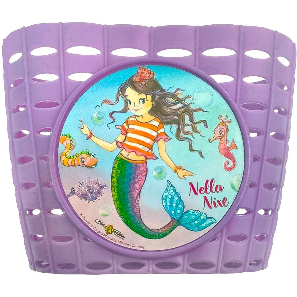 Bike Fashion Fahrradkorb Kinder „Nella Nixe“, lila –Korb mit Schlaufen zur Lenkermontage