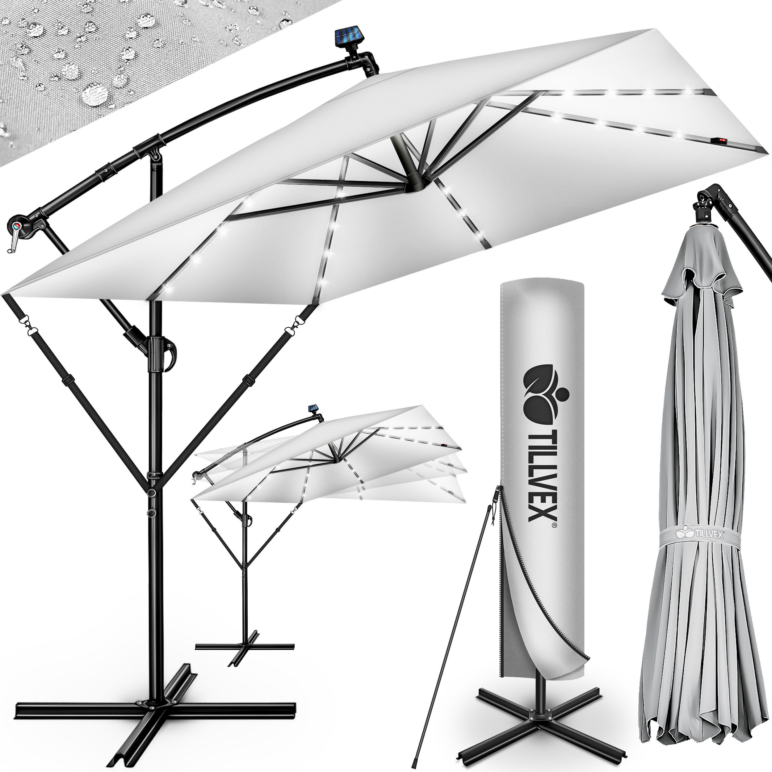 tillvex Sonnenschirm tillvex® Sonnenschirm LED Solar günstig online kaufen
