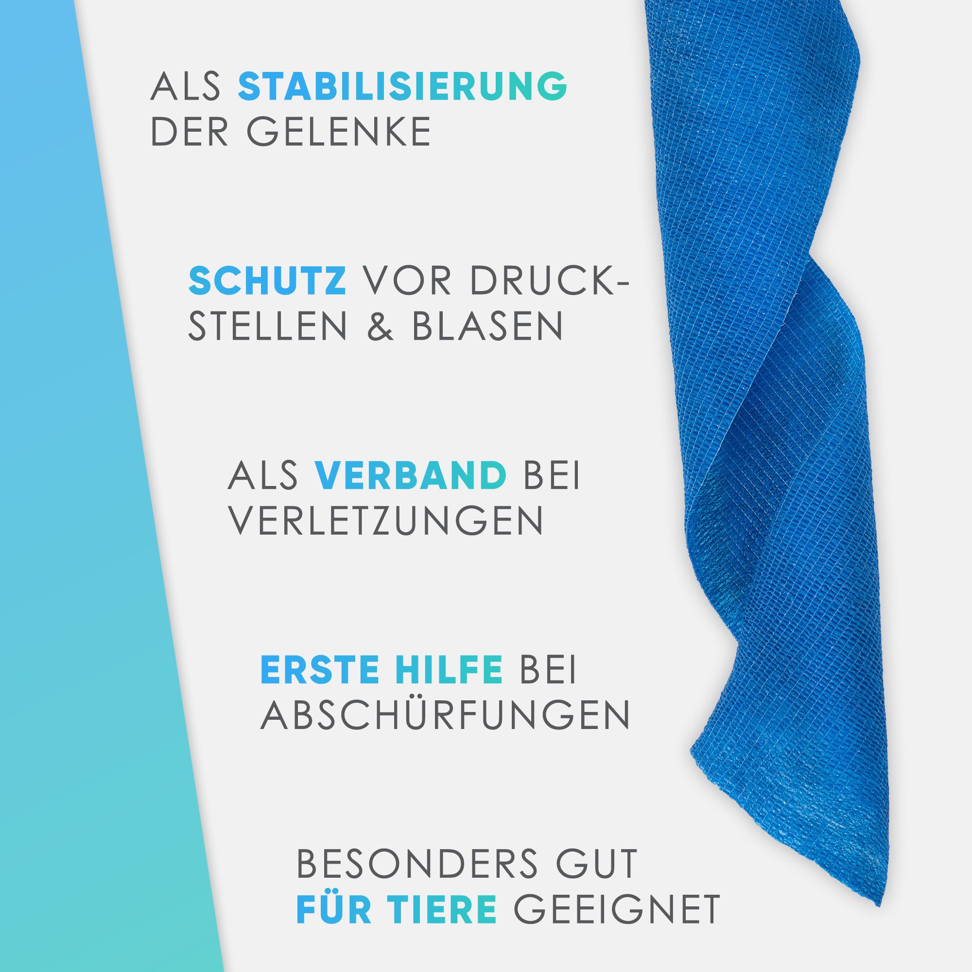 Health Press Bandage Selbstklebender Verband - 4 Elastische Bandagen Rollen (10cm x 4,5m)