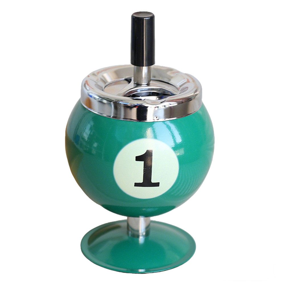 Jumpeak Aschenbecher Billard-Aschenbecher aus Metall, abgedeckter Aschenbecher, kreatives, Großes Fassungsvermögen mit schwenkbarem Deckel,aschenbecher lustig