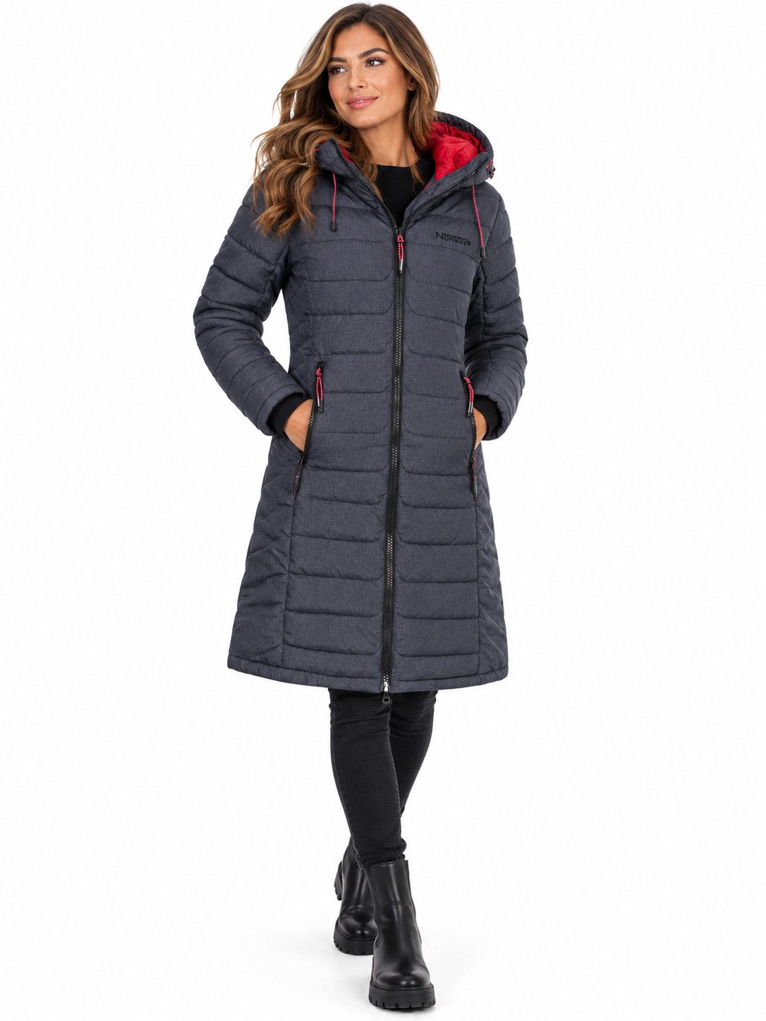 Geographical Norway Steppmantel Damen Winter Jacke Stepp Mantel Lange Steppjacke Wintermantel parka