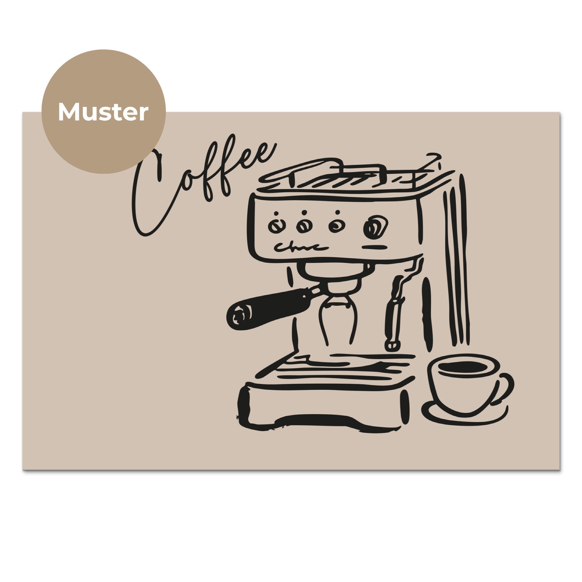 KitchenYeah Küchenrückwand Muster selbstklebend (keine Folie) Espressomaschine - Beige - Schwarz, (1-tlg), Spritzschutz, Küche, Rückwand, Küchenwand, Küchenfront, 30x20 cm