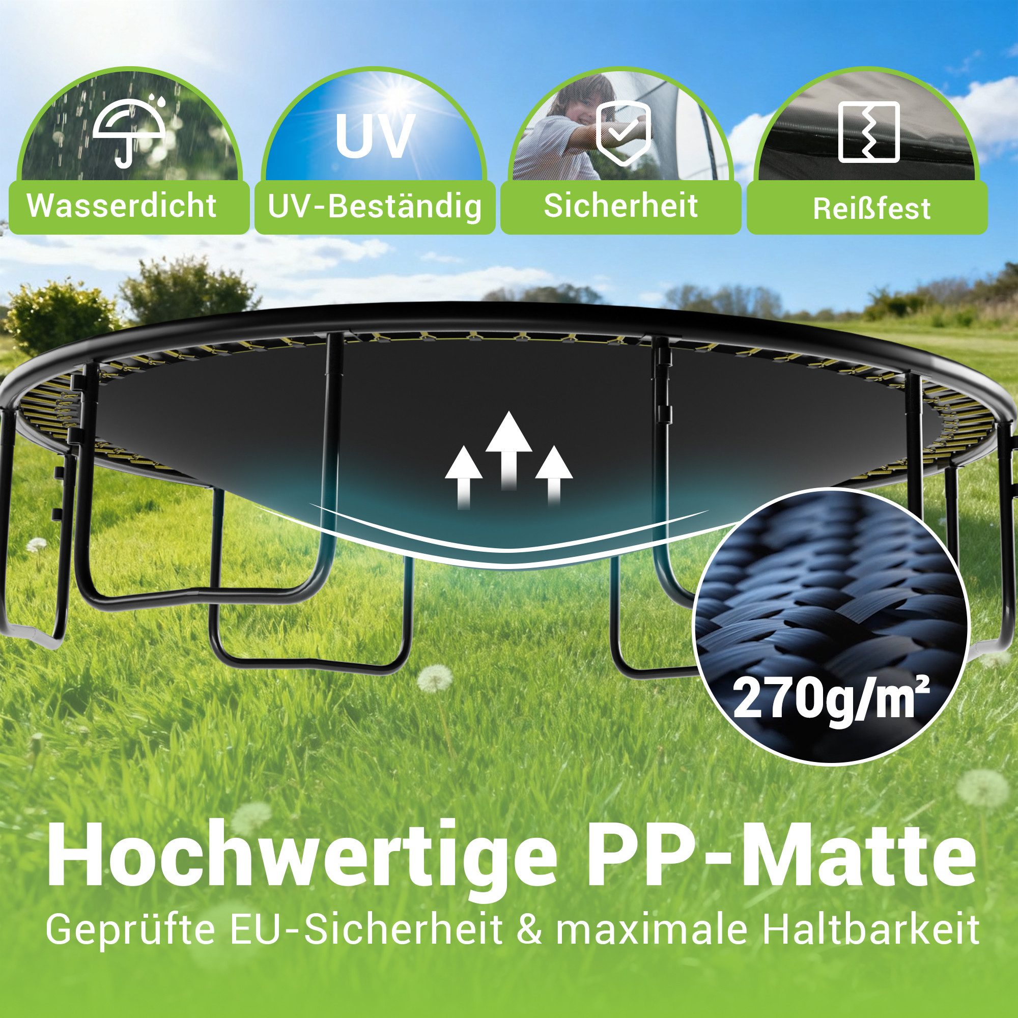 LeJump Gartentrampolin LeJump 305/366 cm Outdoor Trampolin für Kinder und Erwachsene, Ø 305 cm