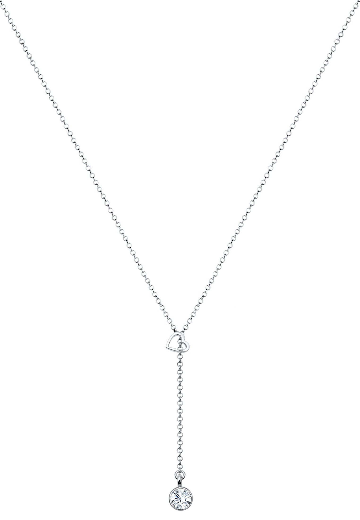 Elli Collierkettchen Y-Kette Herz mit Kristallen von Swarovski® 925 Sterling Silber
