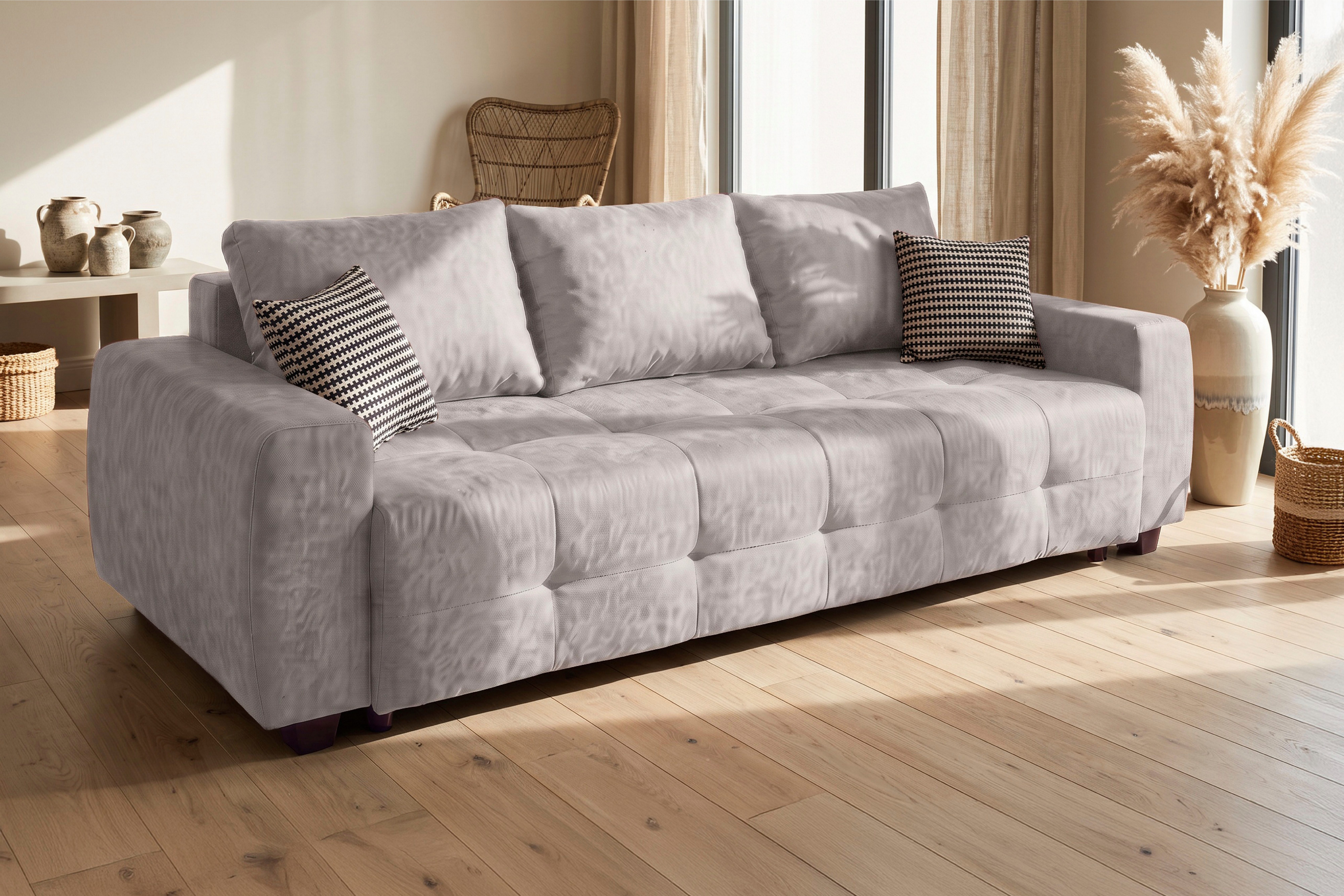 OTTO home Schlafsofa Bella B: 241 cm, Liegefl. 142x194 cm mit Bettkasten & Zierkissen, Schlafcouch mit Gästebett, 2 Zierkissen inklusive, frei stellbar