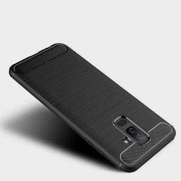 CoolGadget Handyhülle Carbon Handy Hülle für Samsung Galaxy A6 Plus 6 Zoll, robuste Telefonhülle Case Schutzhülle für Samsung A6 Plus Hülle