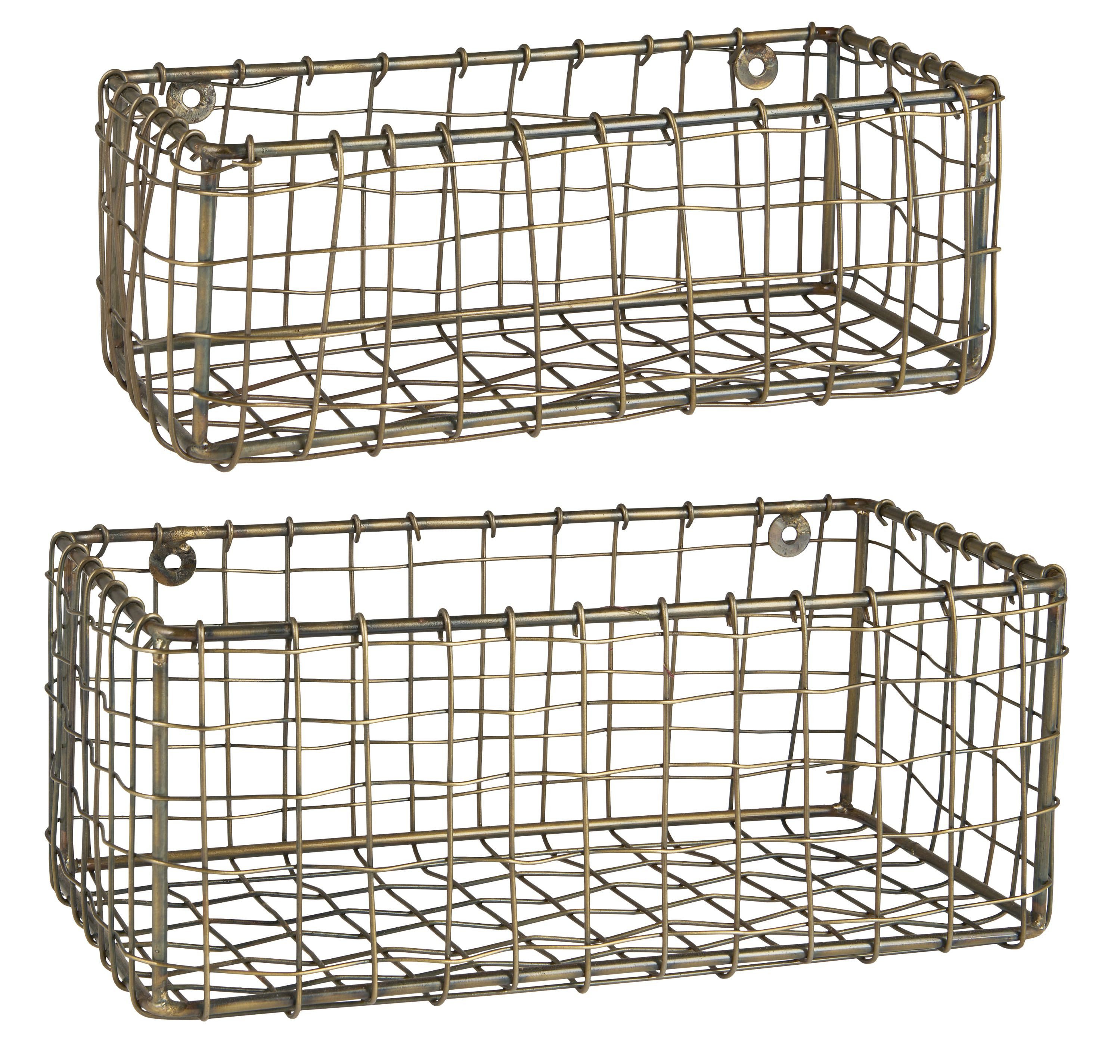 Ib Laursen Dekokorb Ib Laurrsen - 2er Set Wandkorb Hängekorb Korb Metall Goldfarben (Set bestehend aus 2 Wandkörben)