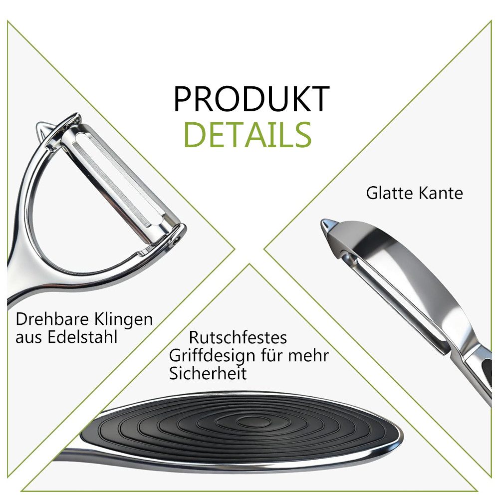TUWENA Sparschäler 2Pcs Sparschäler Set, Edelstahl Y & I-förmiges Drehbares Gemüsemesser
