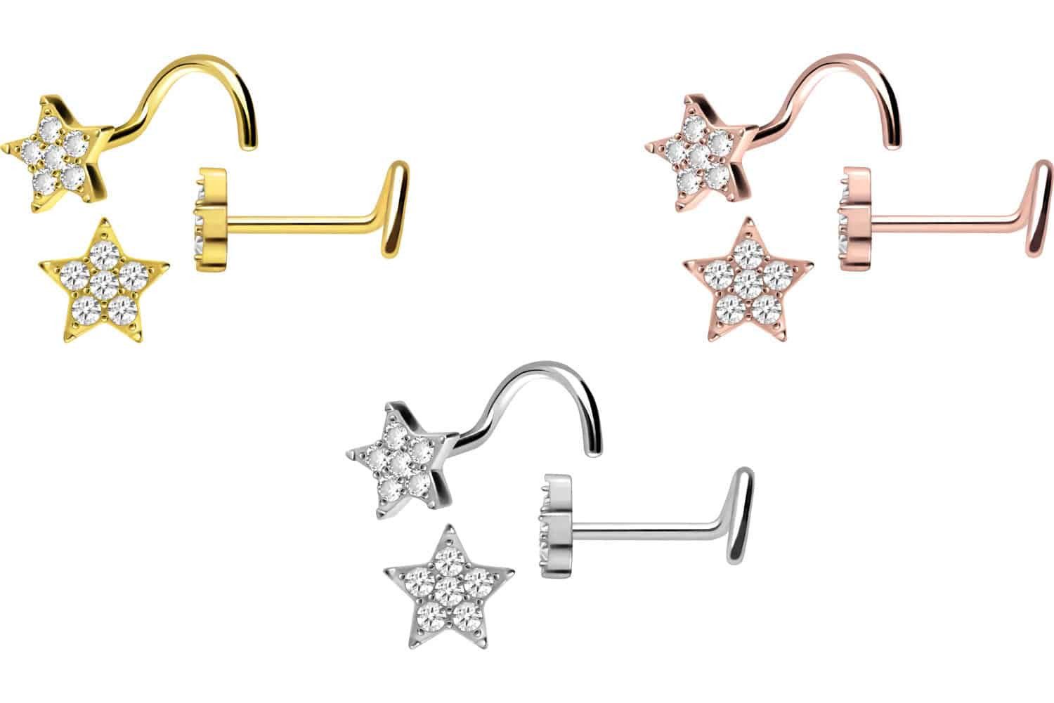 PIERCINGLINE Nasenpiercing Titan Nasenstecker Spirale KRISTALLSTERN (Nasens günstig online kaufen