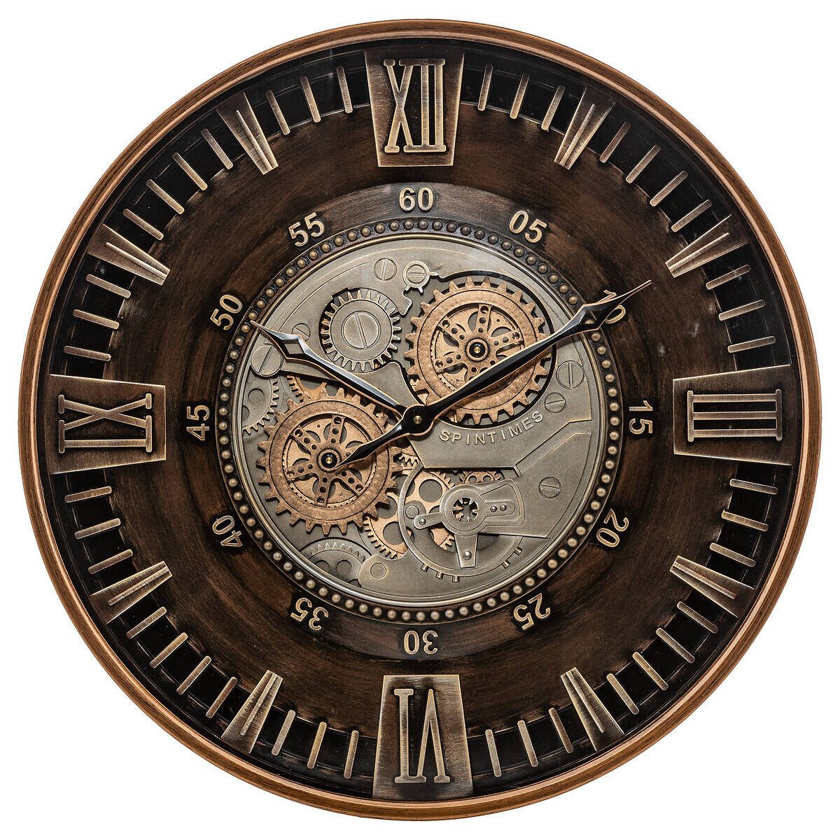 Atmosphera Créateur d'intérieur Wanduhr Uhr im Retro-Stil mit sichtbarem Mechanismus YONI, Ø 59 cm