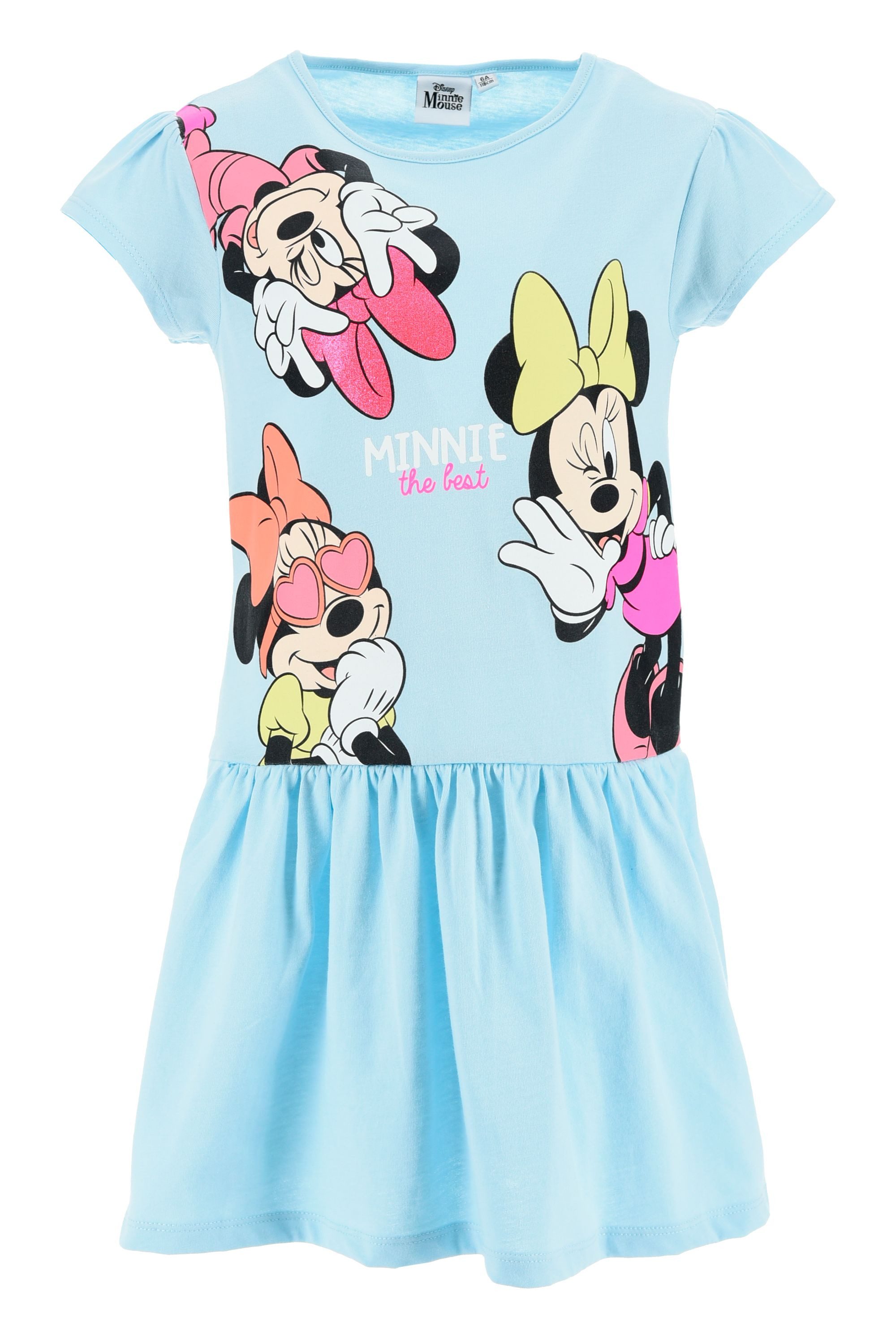 Disney Minnie Mouse Sweatkleid Disney Minnie Mouse Kleid für Mädchen, Kurzarmkleid mit Anna und Elsa