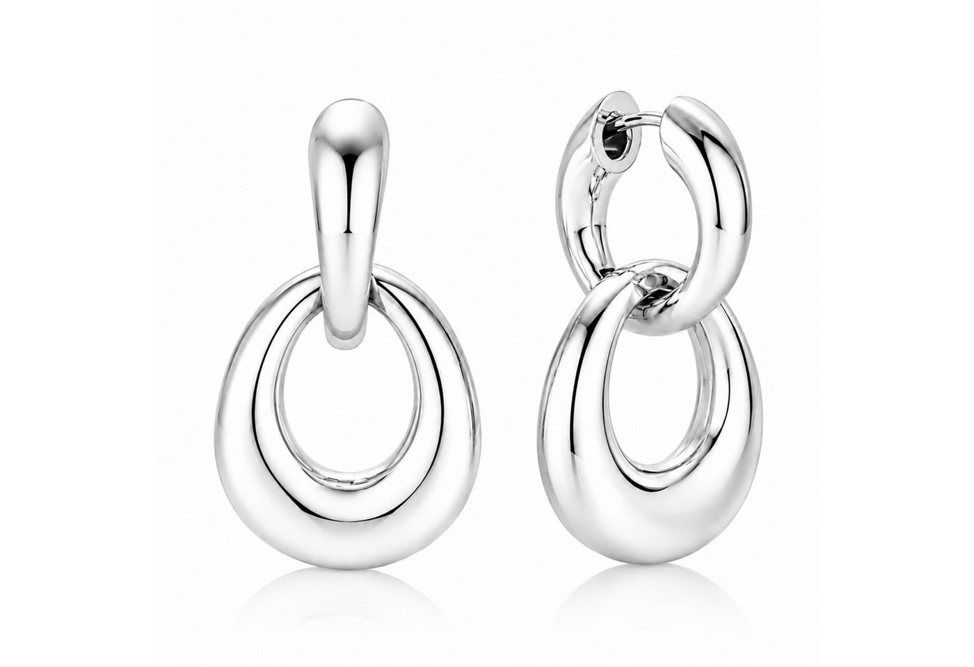 ROUGEMONT Paar Creolen Extravagante Damen Doppel Creolen Ohrringe wasserfest Hypoallergen, Wasserfest