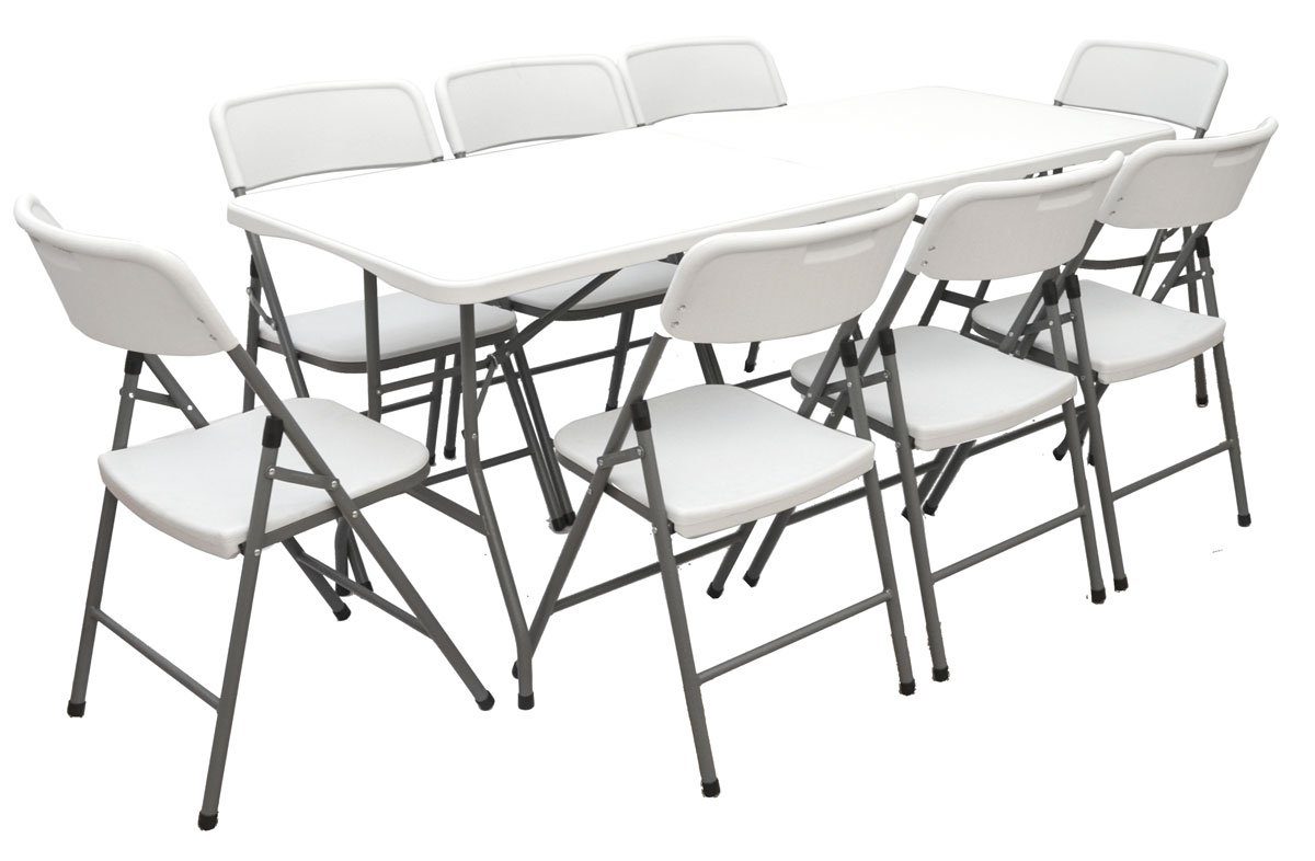 AMANKA Klapptisch Gartenmöbel Set Klappbar 180cm Tisch mit 8 Stühlen,  Garten Sitzgruppe Essgruppe