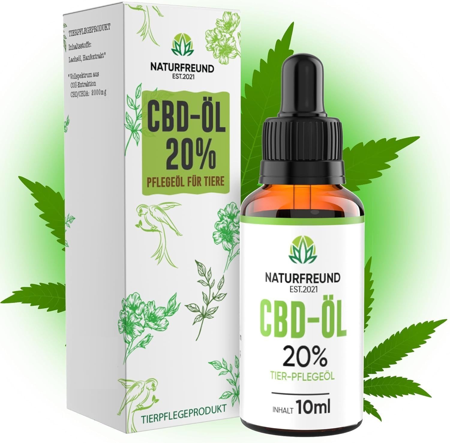 NATURFREUND EST.2021 NATURFREUND® Premium CBD Öl für Hunde & Katzen - CBD Tropfen 10ml Tropfen, 10 ml