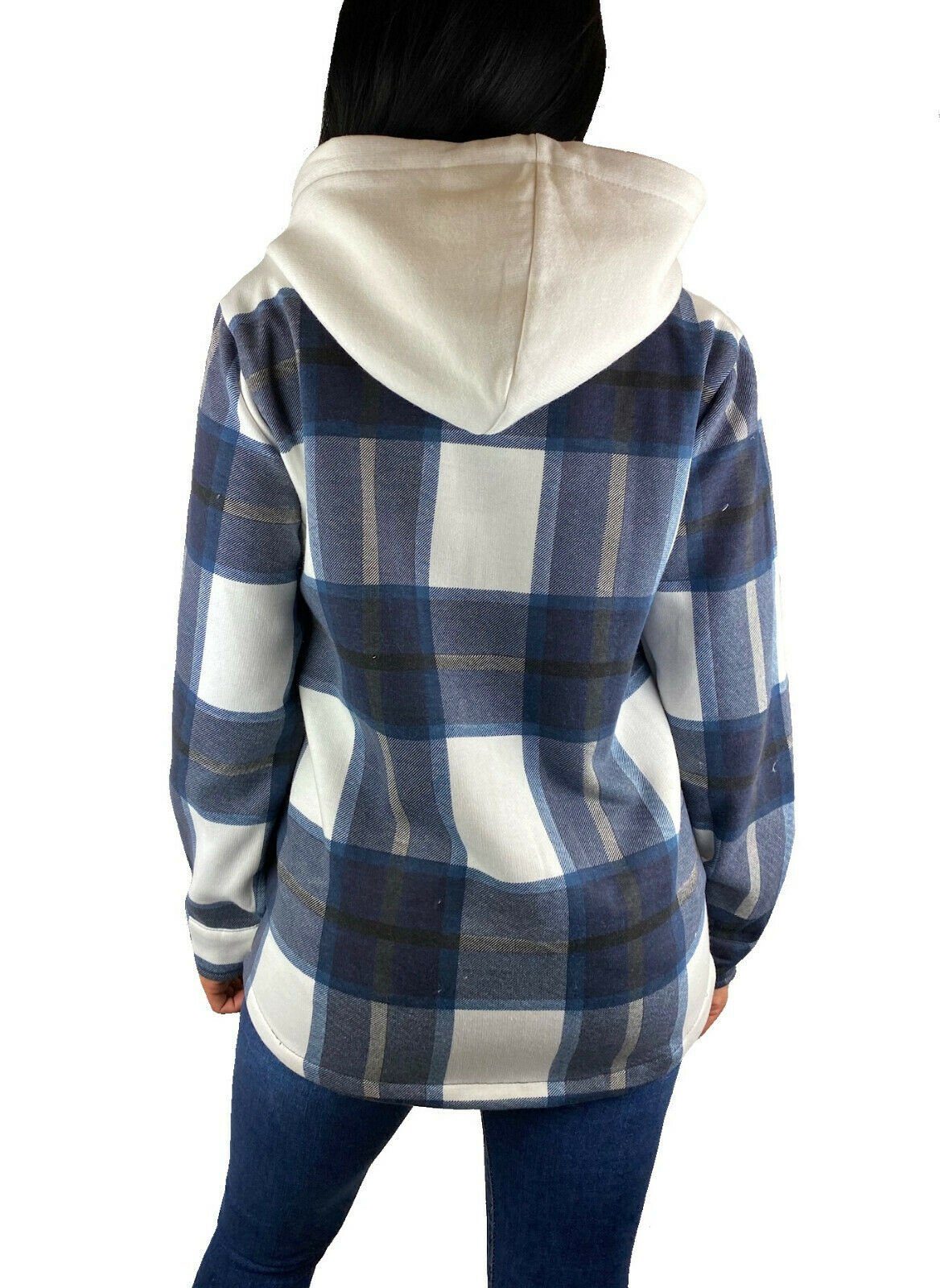 KAPUZE Worldclassca HOLZFÄLLERHEMD XS-XL DAMEN BLOGGER KARIERT Flanellhemd KAROHEMD HEMDJACKE Blau (1-tlg) OVERSIZED MIT Worldclassca HOODIE