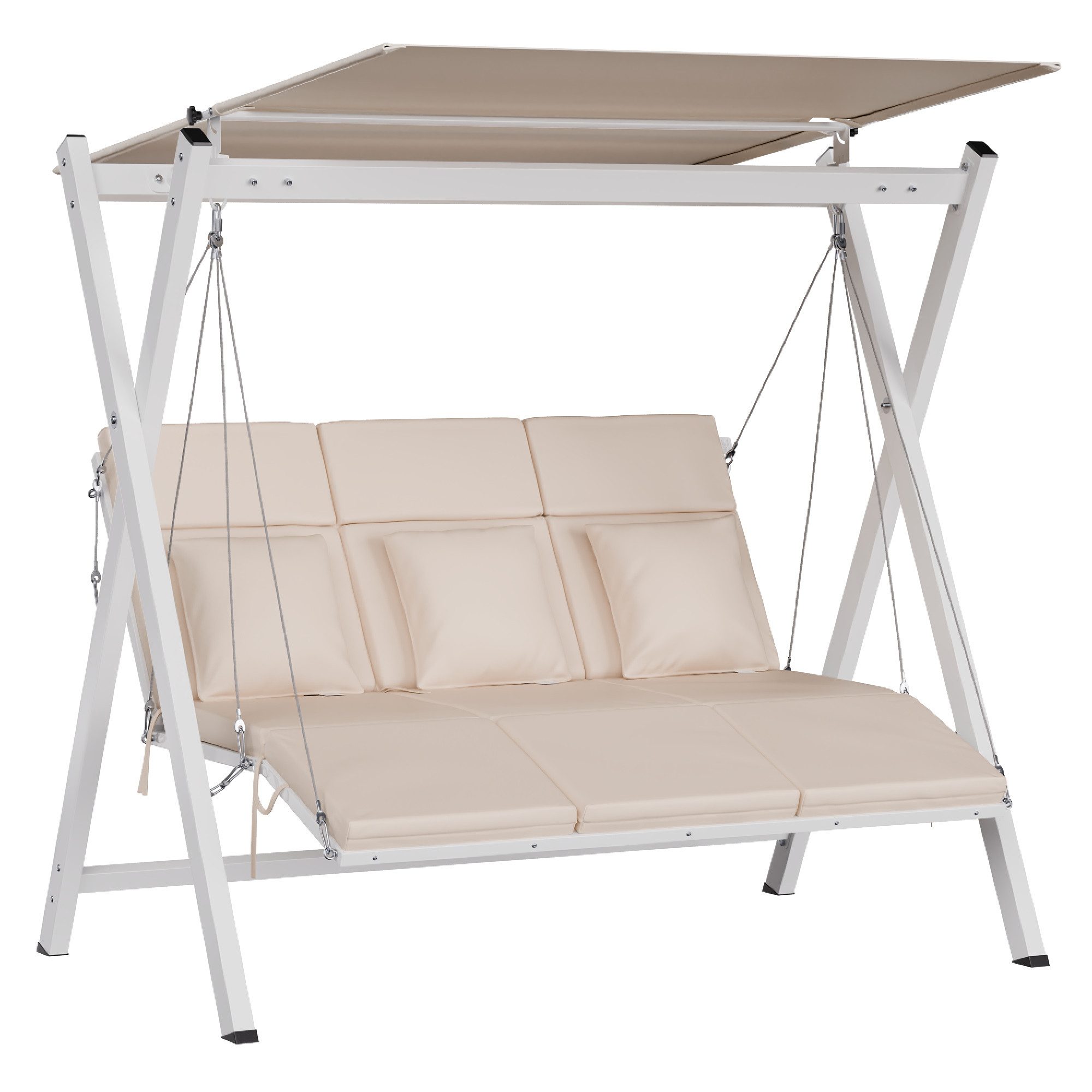 blumfeldt Doppelschaukel FlexiSwing, (Set), Gartenliegen Swing Lounger Sonnendach Garten Balkon Outdoor 3 Sitzer