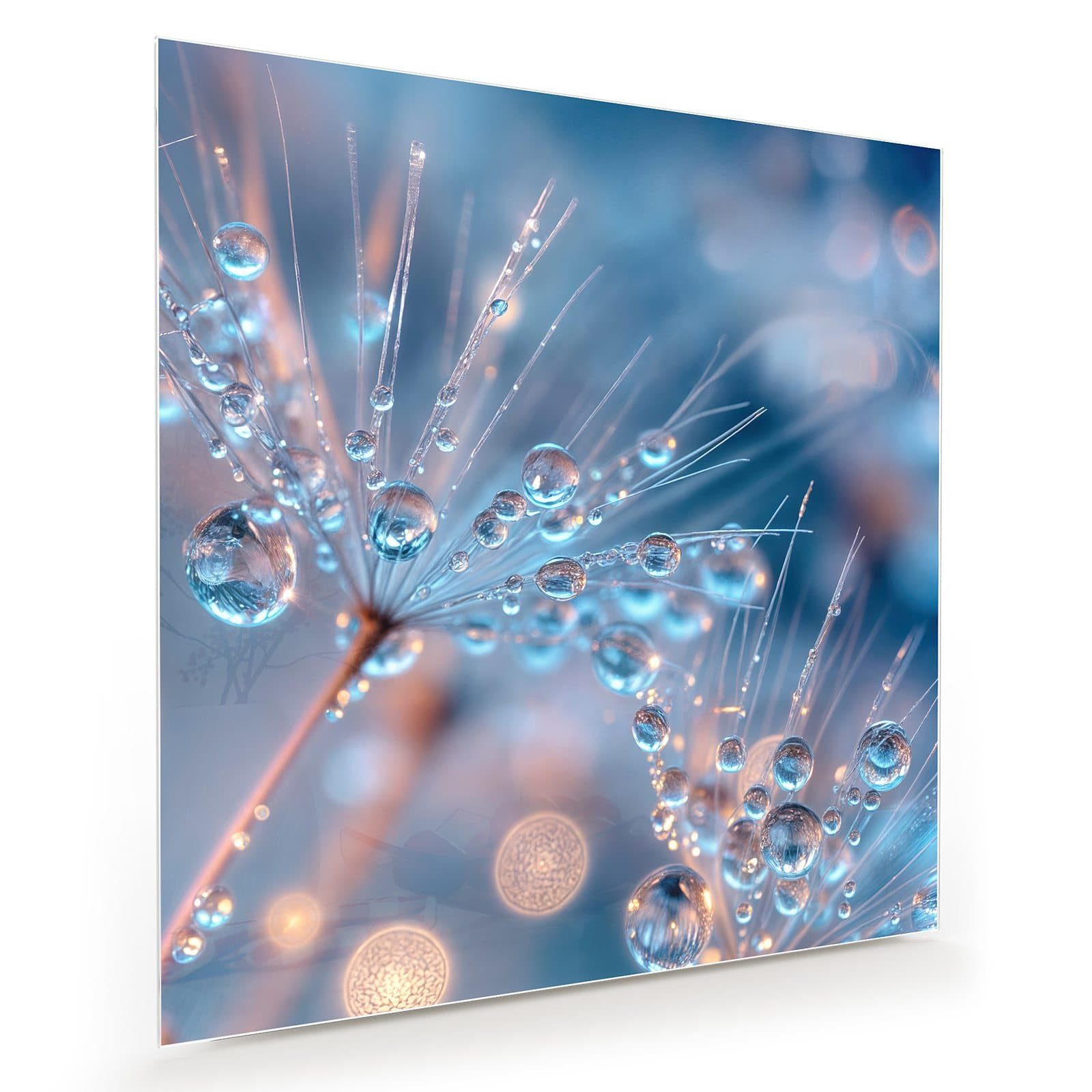 Glasbild Wandbild Quadratisch Wassertropfen Kunst mit Aufhängung