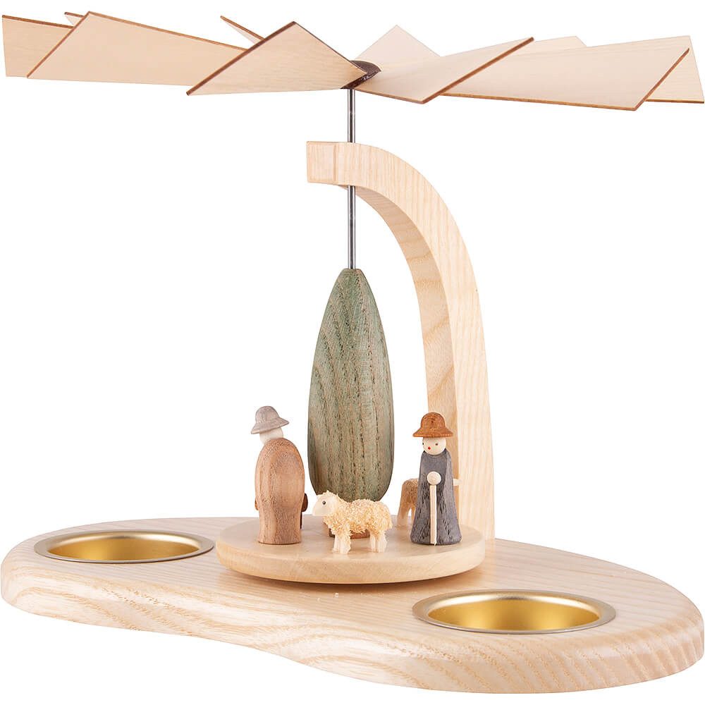 Seiffener Kunsthandwerk Theo Lorenz Weihnachtspyramide 1-stöckige Pyramide Krippenminiaturen (17cm) von Theo Lorenz Kunsthand
