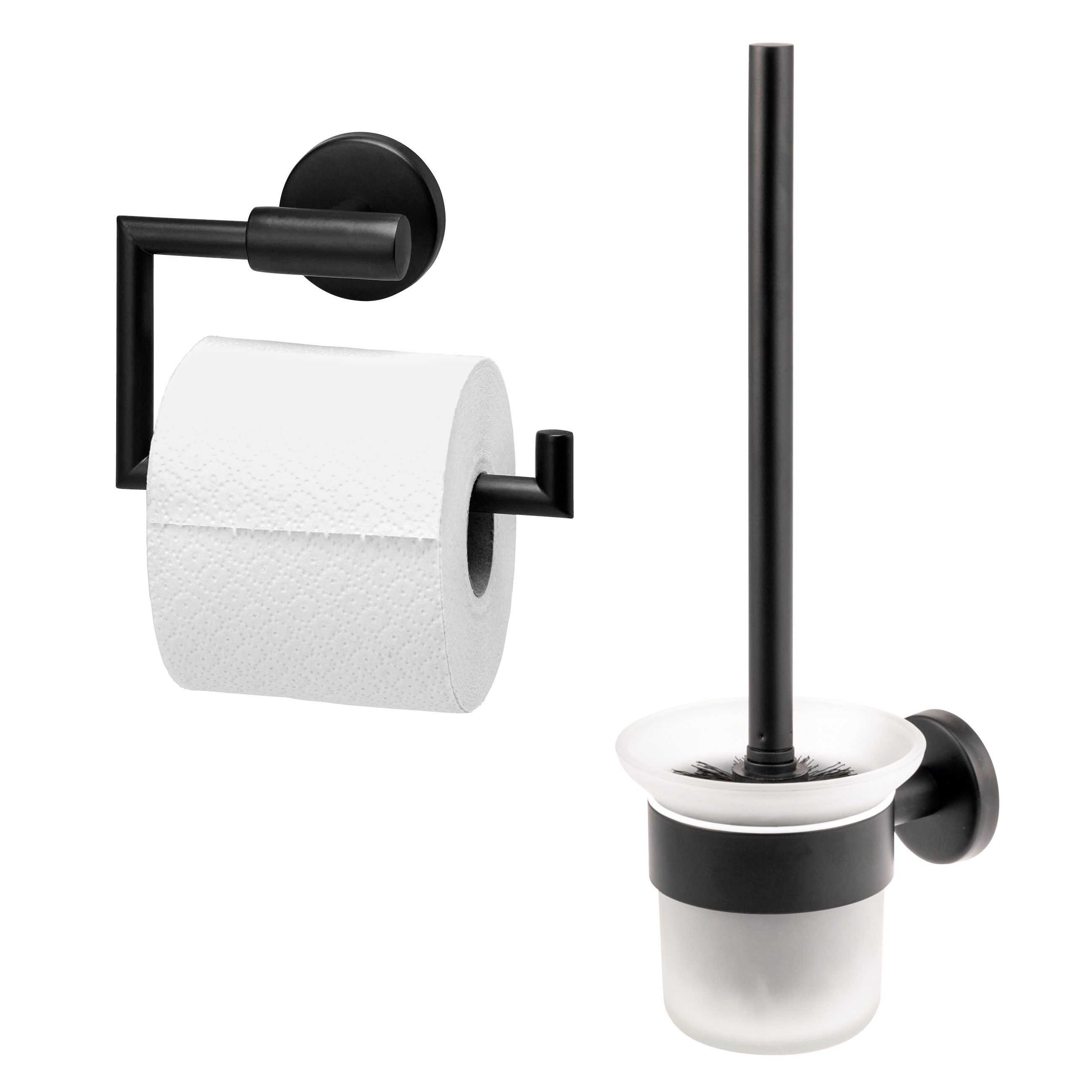 bremermann Badaccessoire-Set Bad-Serie PIAZZA BLACK - Badezimmer Set 2tlg., Edelstahl